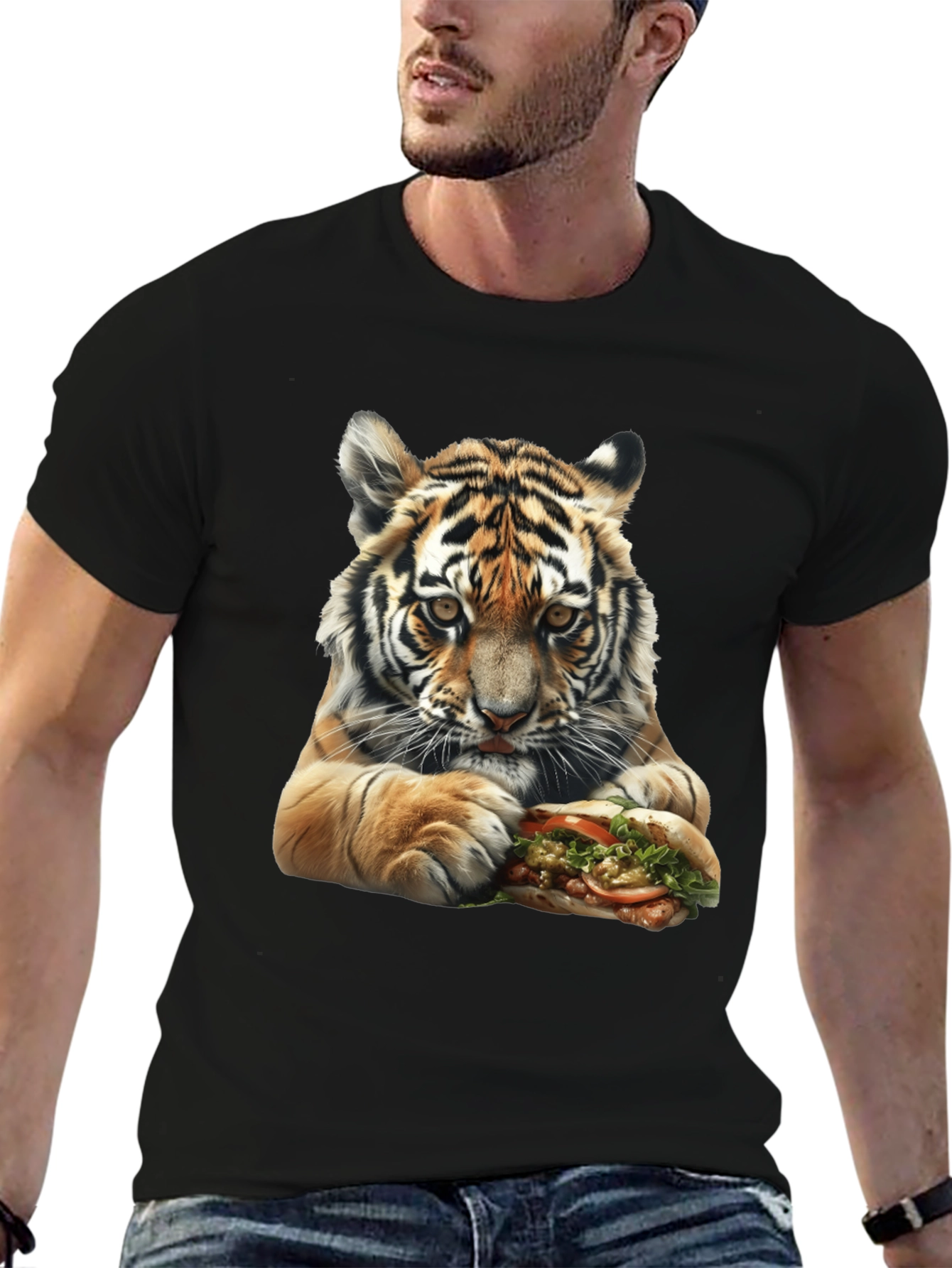 Tiger Eating Sandwich Graphic Tee