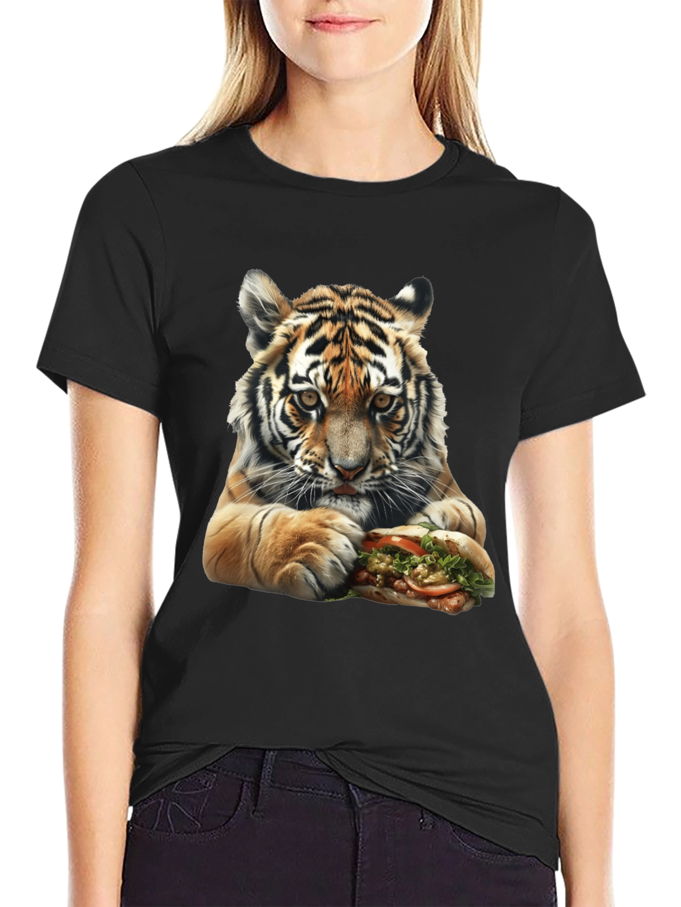 Tiger Eating Sandwich Graphic Tee
