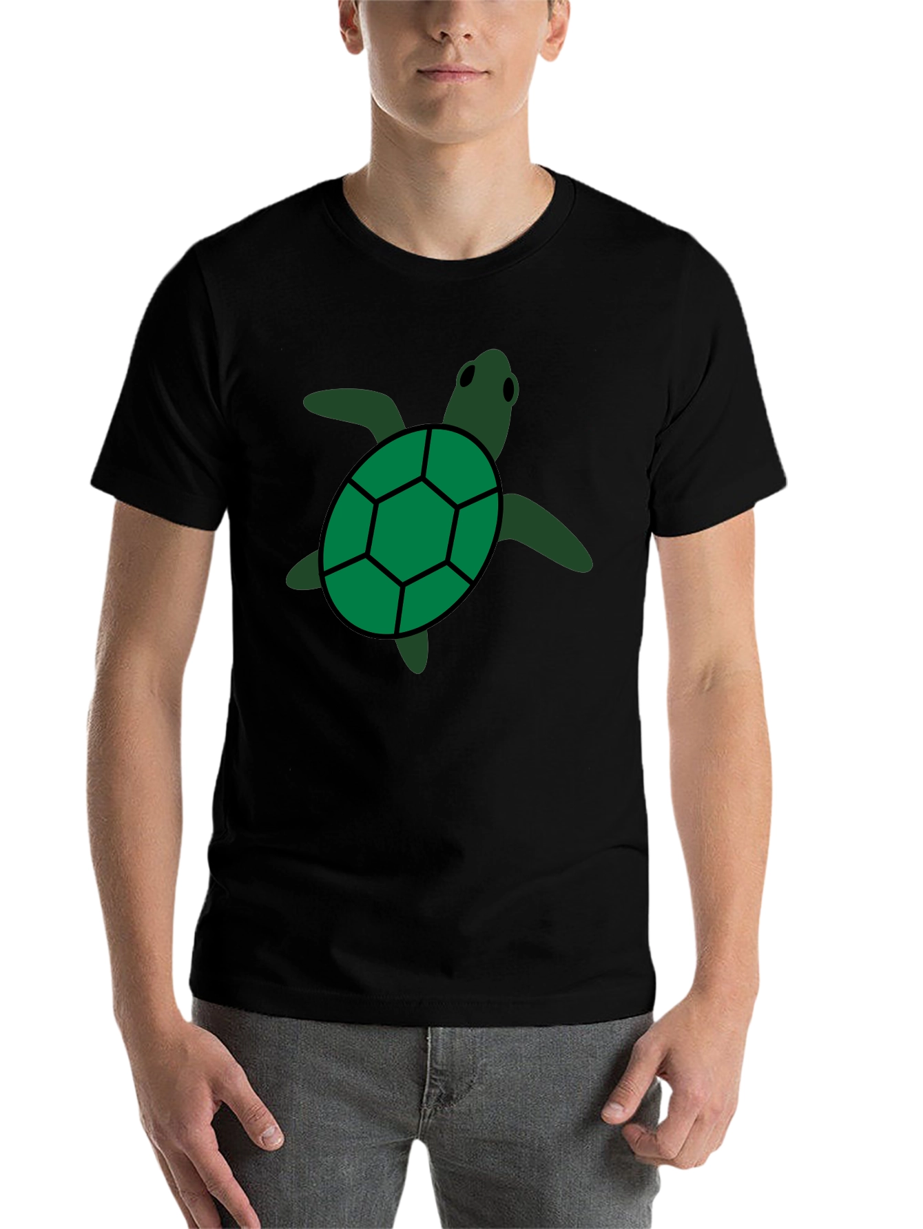Green Sea Turtle Graphic Tee - Black Casual Shirt