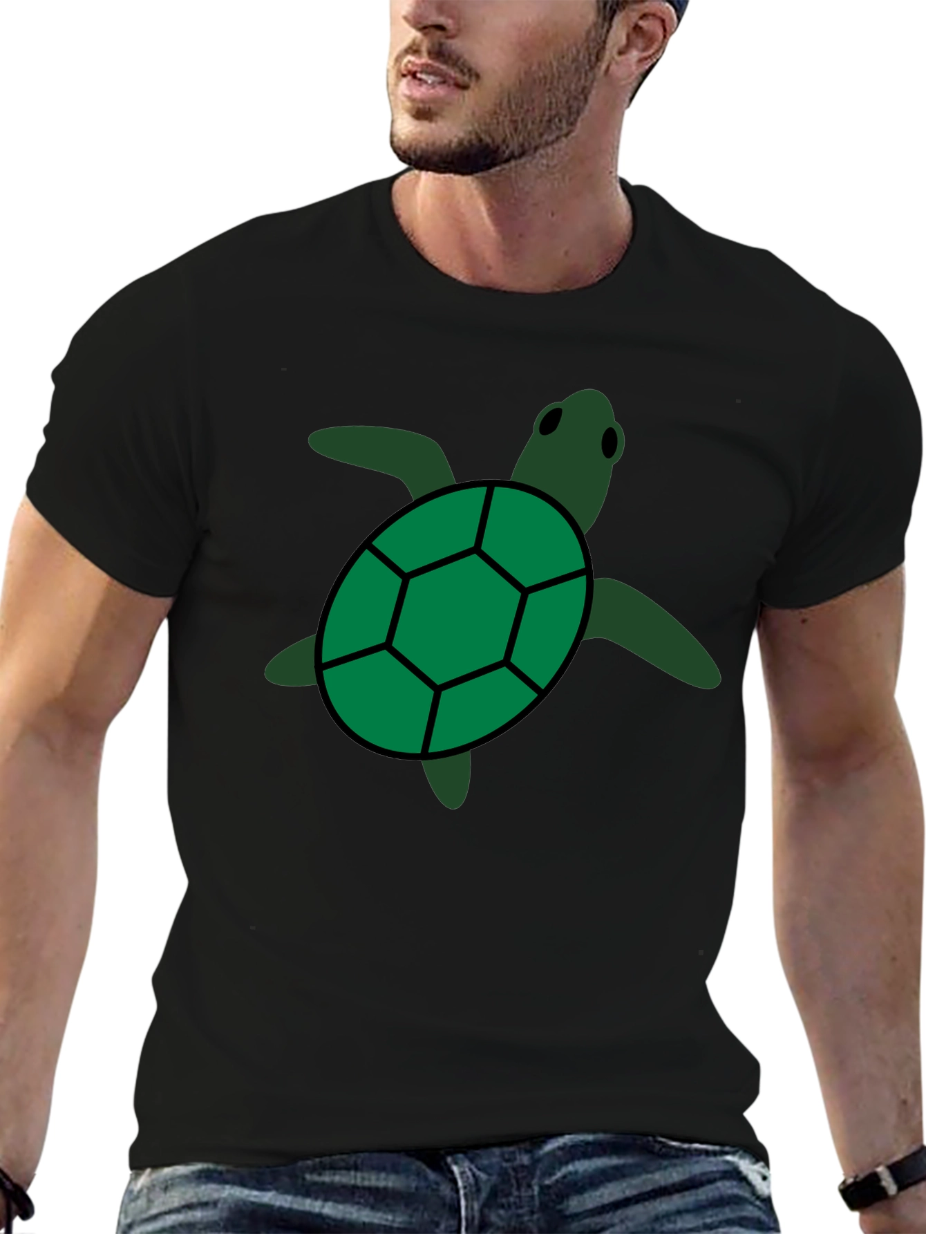 Green Sea Turtle Graphic Tee - Black Casual Shirt