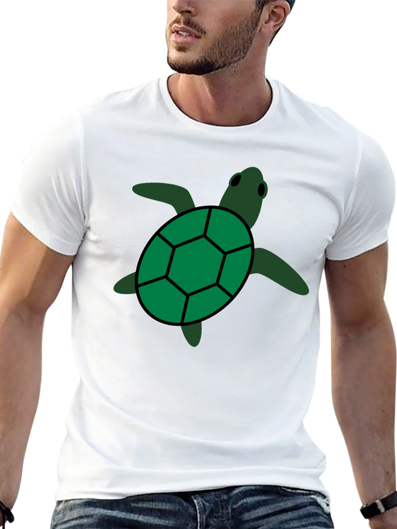 Green Sea Turtle Graphic Tee - Black Casual Shirt