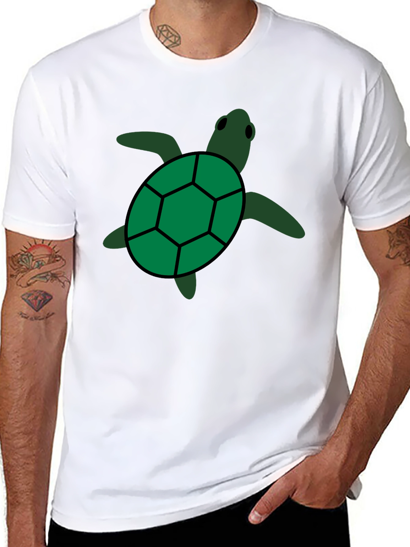 Green Sea Turtle Graphic Tee - Black Casual Shirt