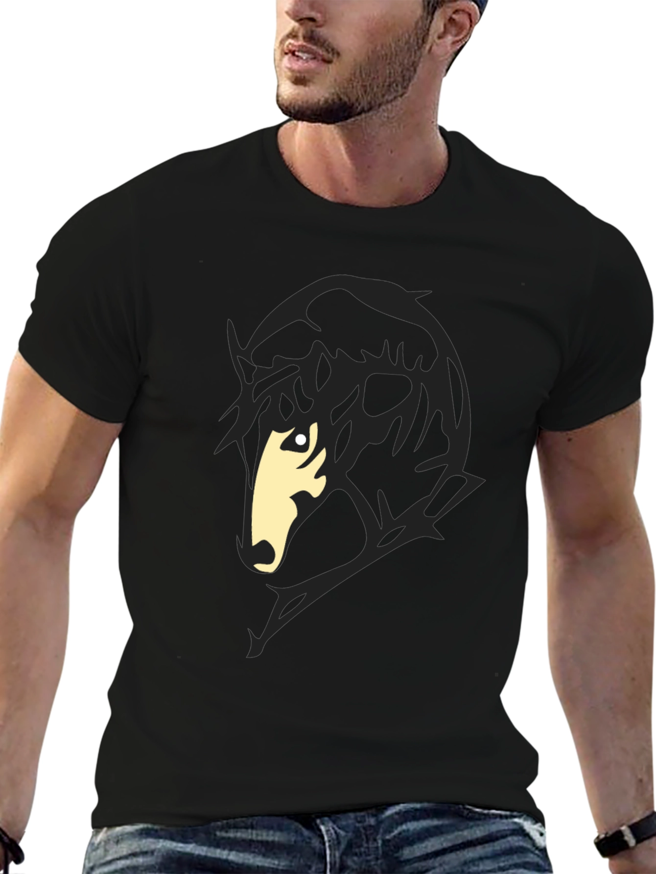 Black T-Shirt with Horse Silhouette Graphic
