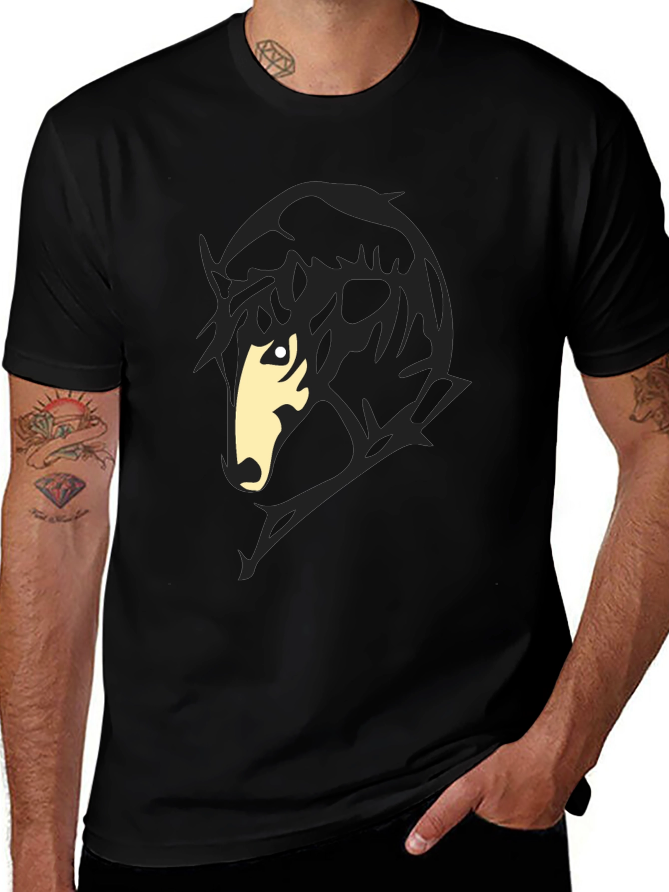 Black T-Shirt with Horse Silhouette Graphic