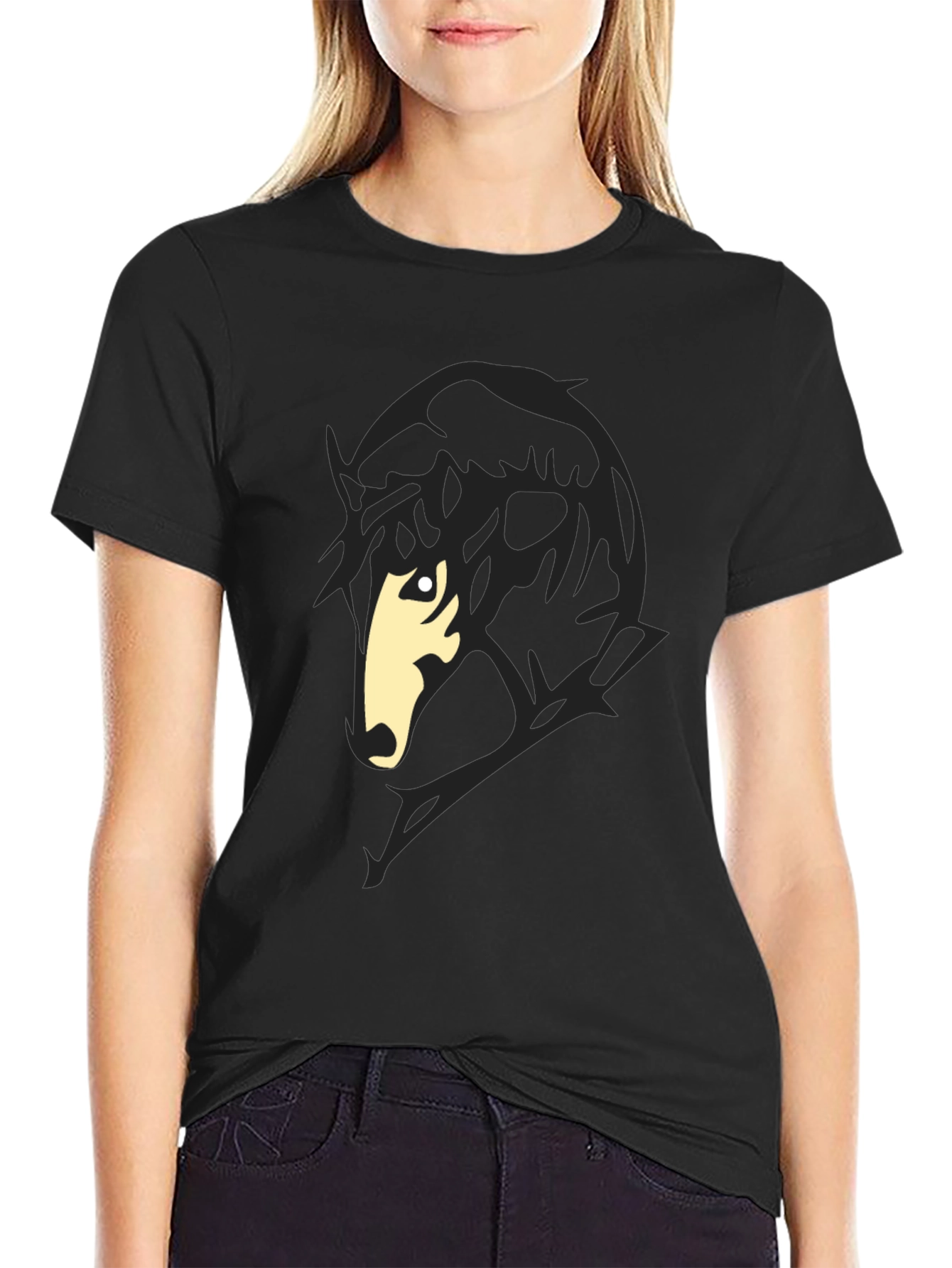 Black T-Shirt with Horse Silhouette Graphic