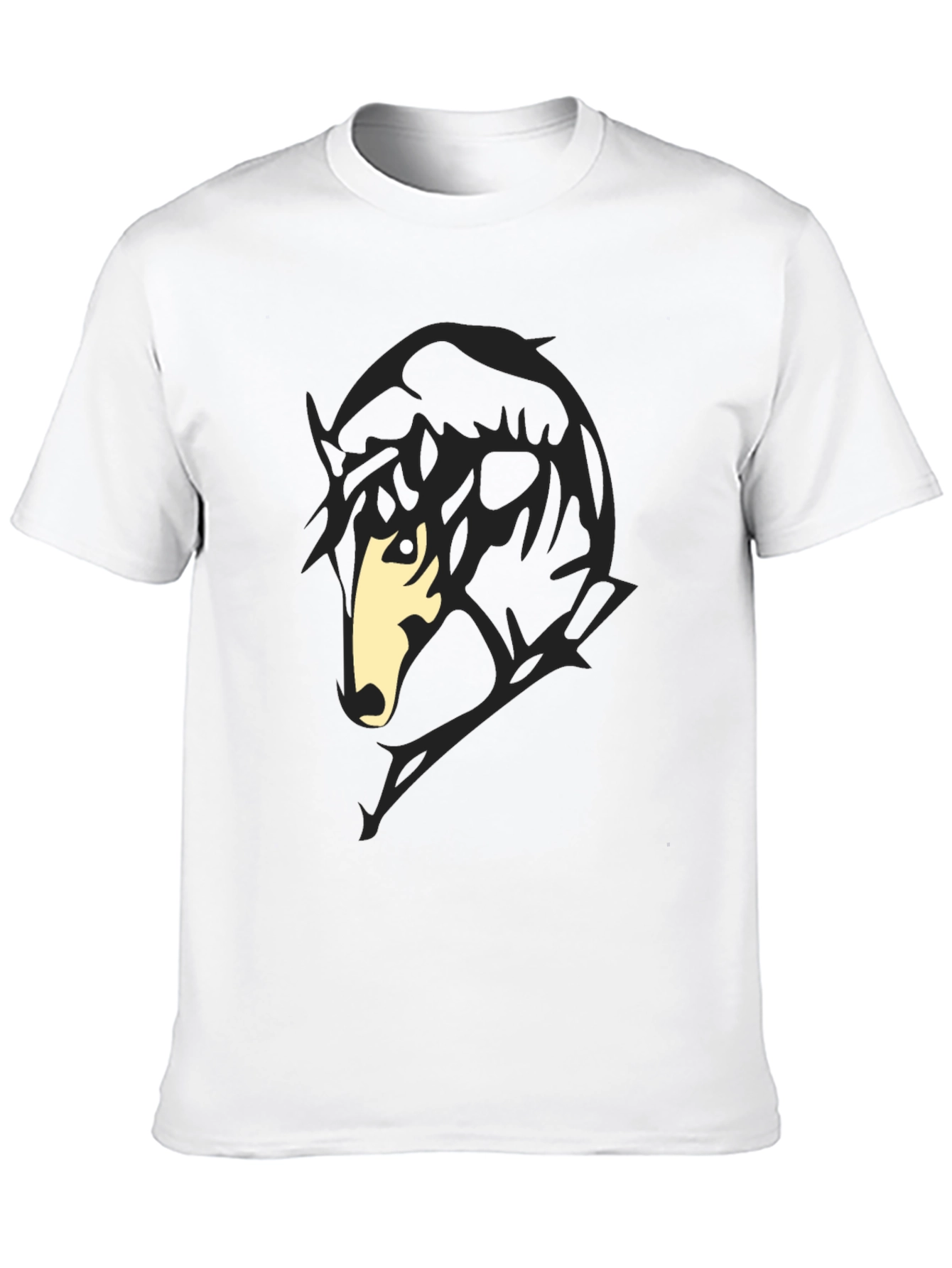 Black T-Shirt with Horse Silhouette Graphic