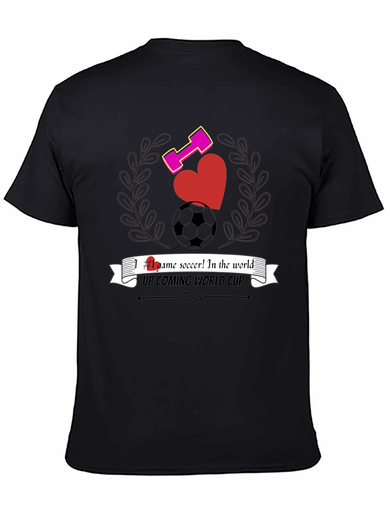 Mens Black Graphic T-Shirt - Soccer & Fitness Design