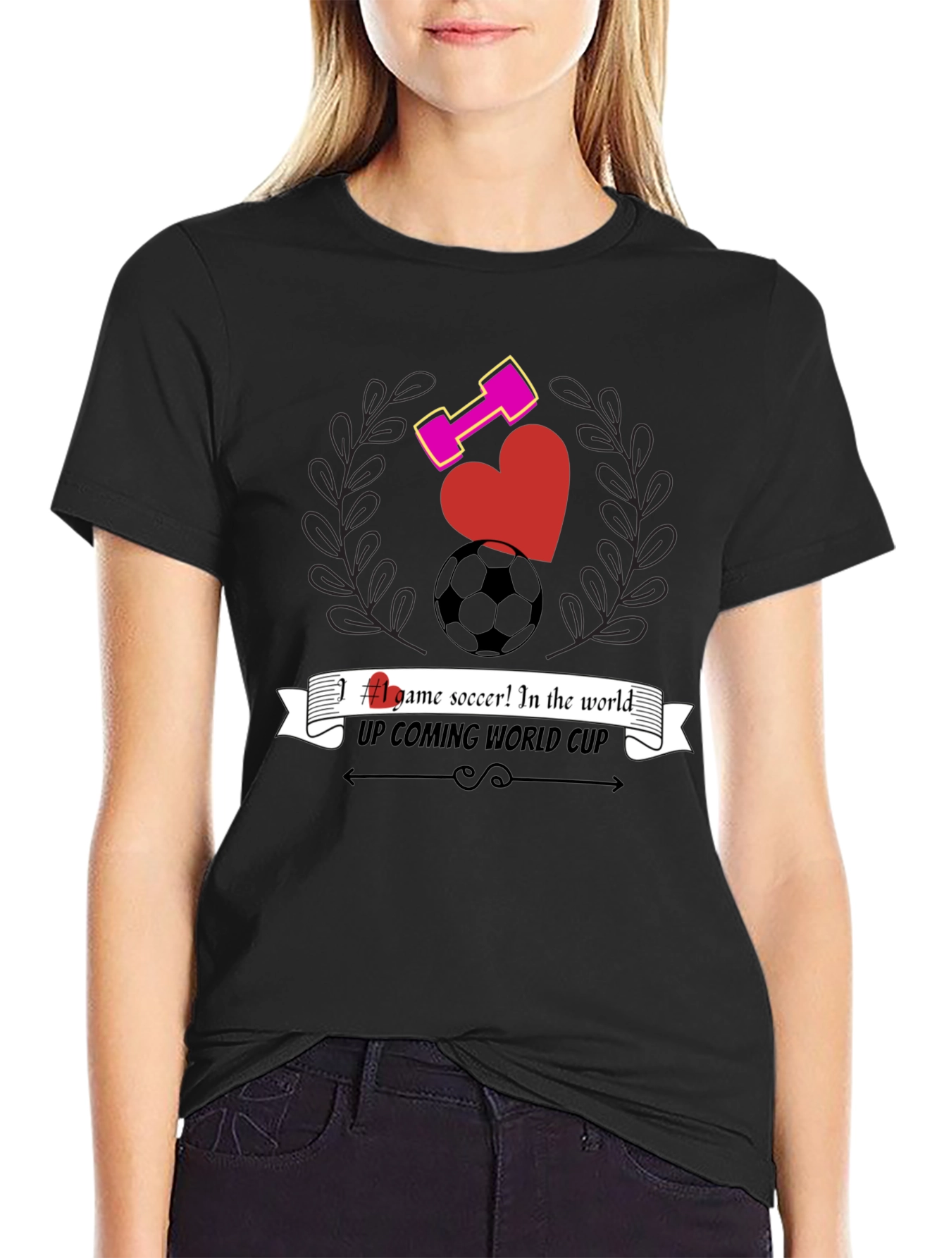 Mens Black Graphic T-Shirt - Soccer & Fitness Design