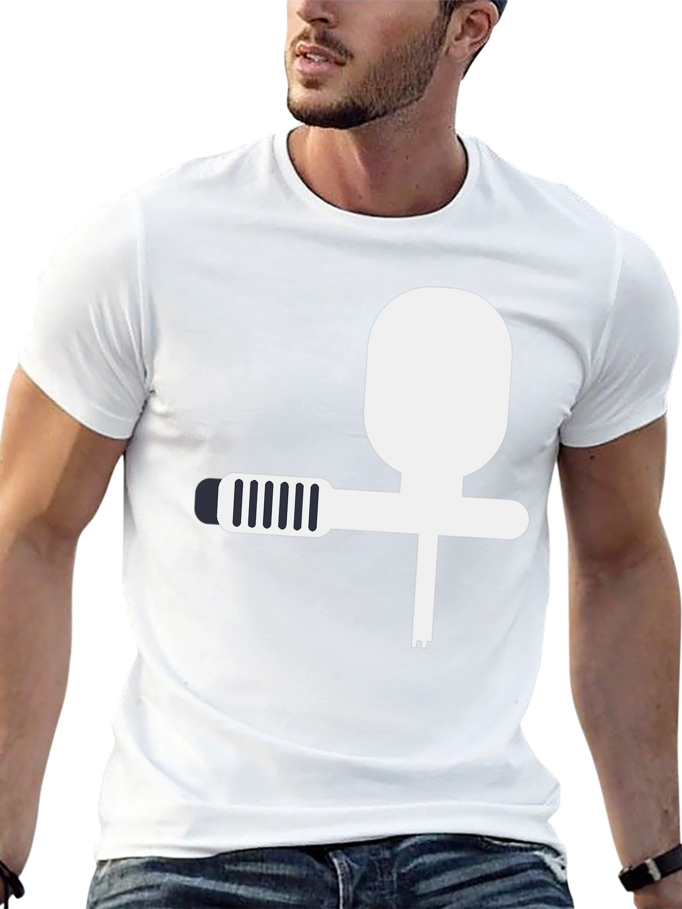 Modern Black T-Shirt with Abstract Spray Gun Design
