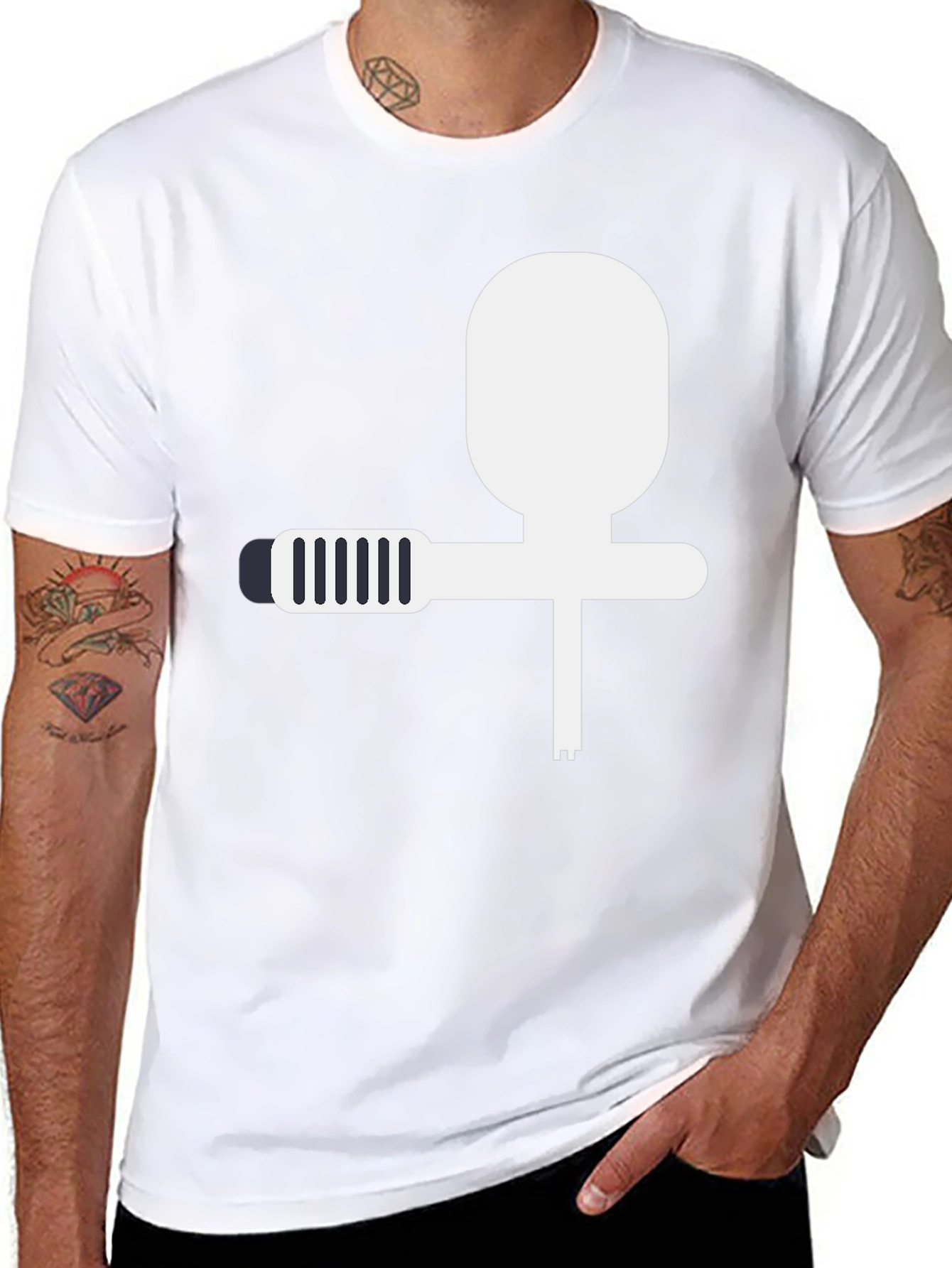 Modern Black T-Shirt with Abstract Spray Gun Design
