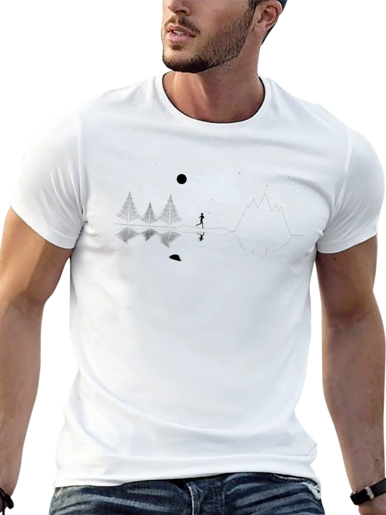 Minimalist Silhouette Graphic Black T-Shirt