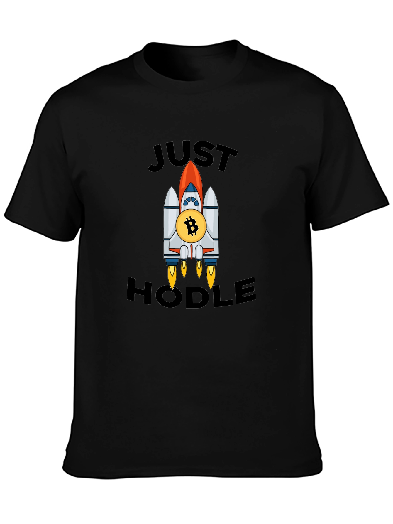 Just Hodle Bitcoin Rocket Black T-Shirt