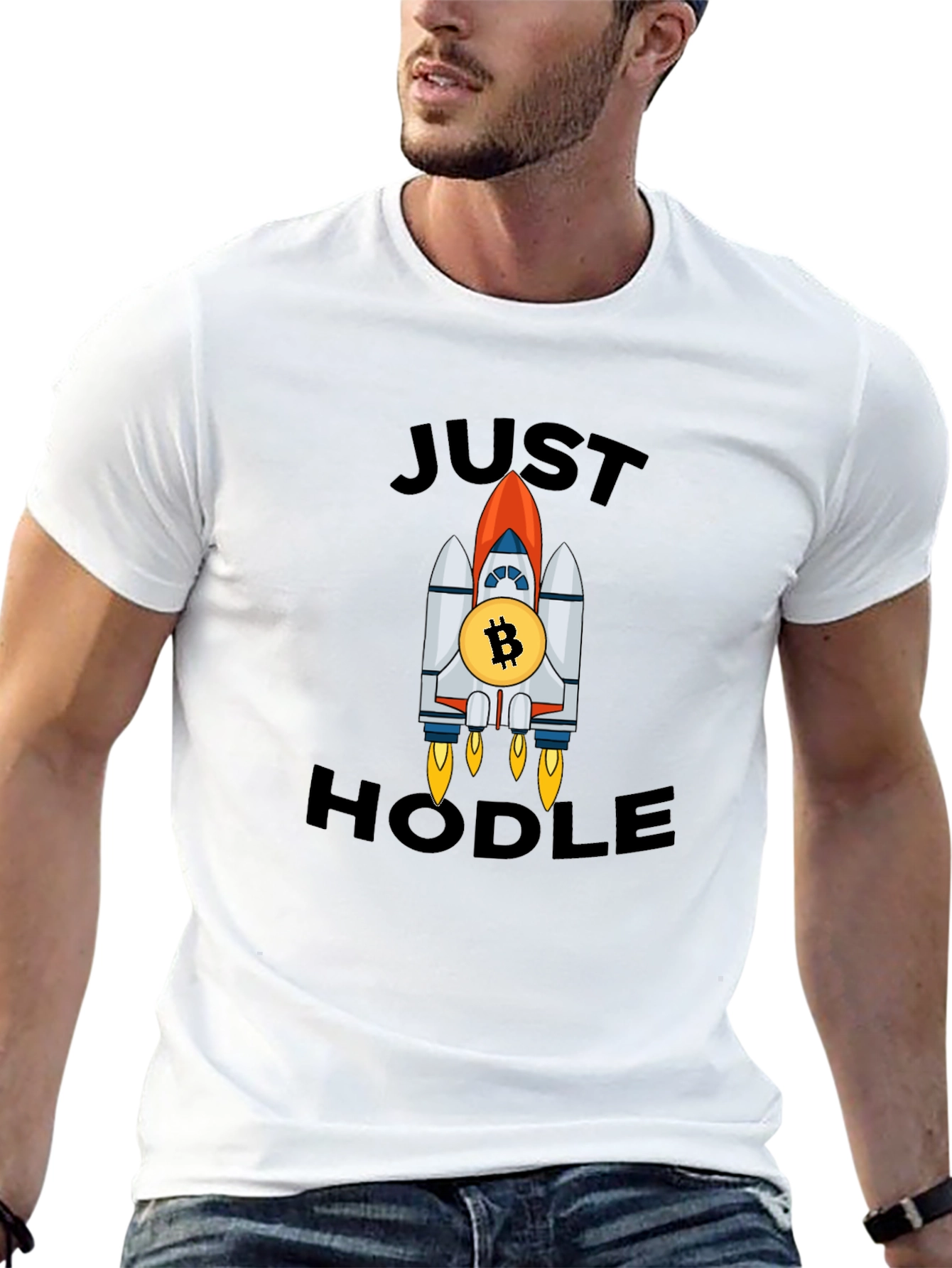 Just Hodle Bitcoin Rocket Black T-Shirt