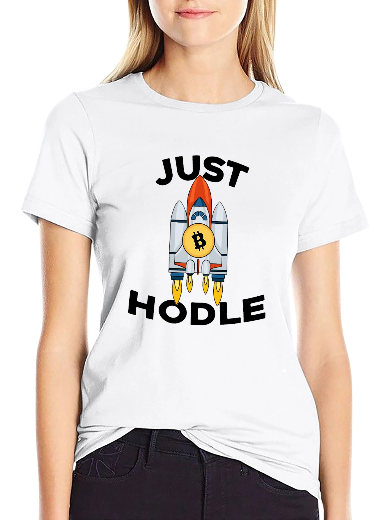 Just Hodle Bitcoin Rocket Black T-Shirt