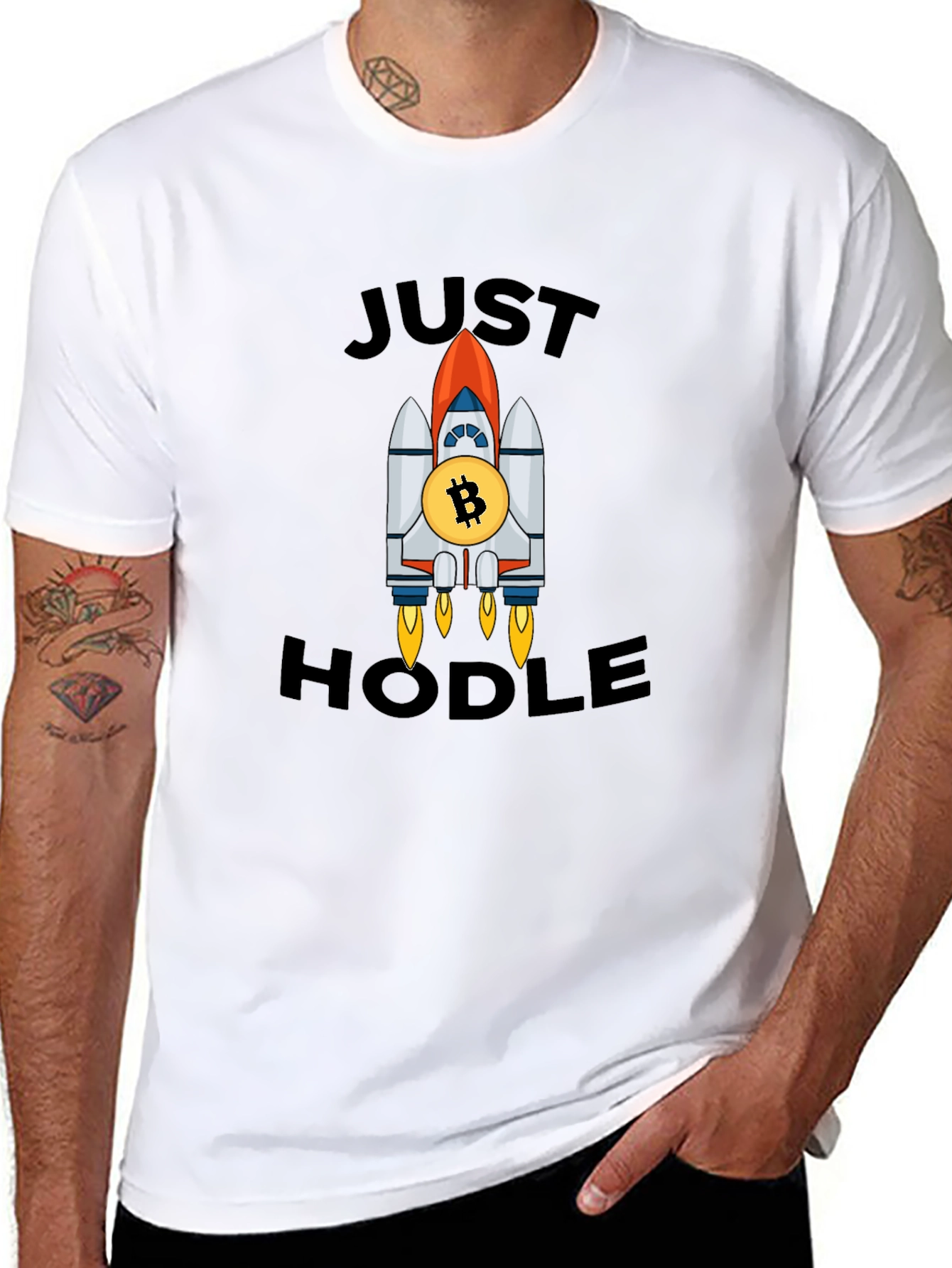 Just Hodle Bitcoin Rocket Black T-Shirt