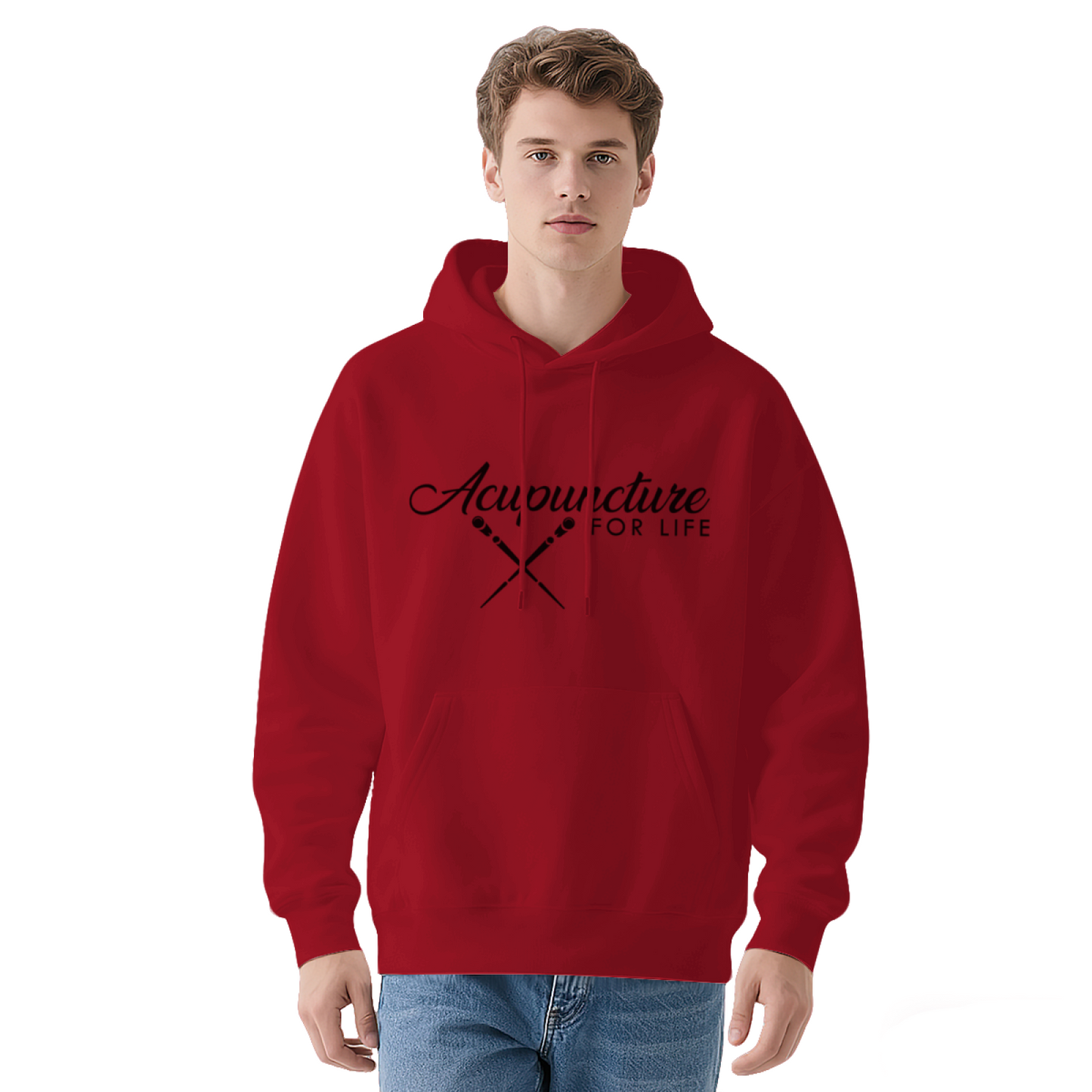 Acupuncture For Life Script Navy Hoodie, Therapist Relaxed Comfort Pullover