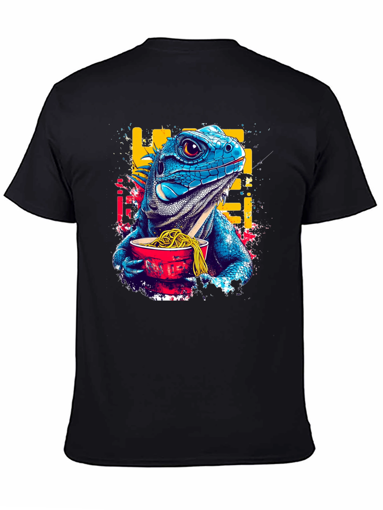 Iguana Ramen Black T-Shirt: Unique Graphic Tee