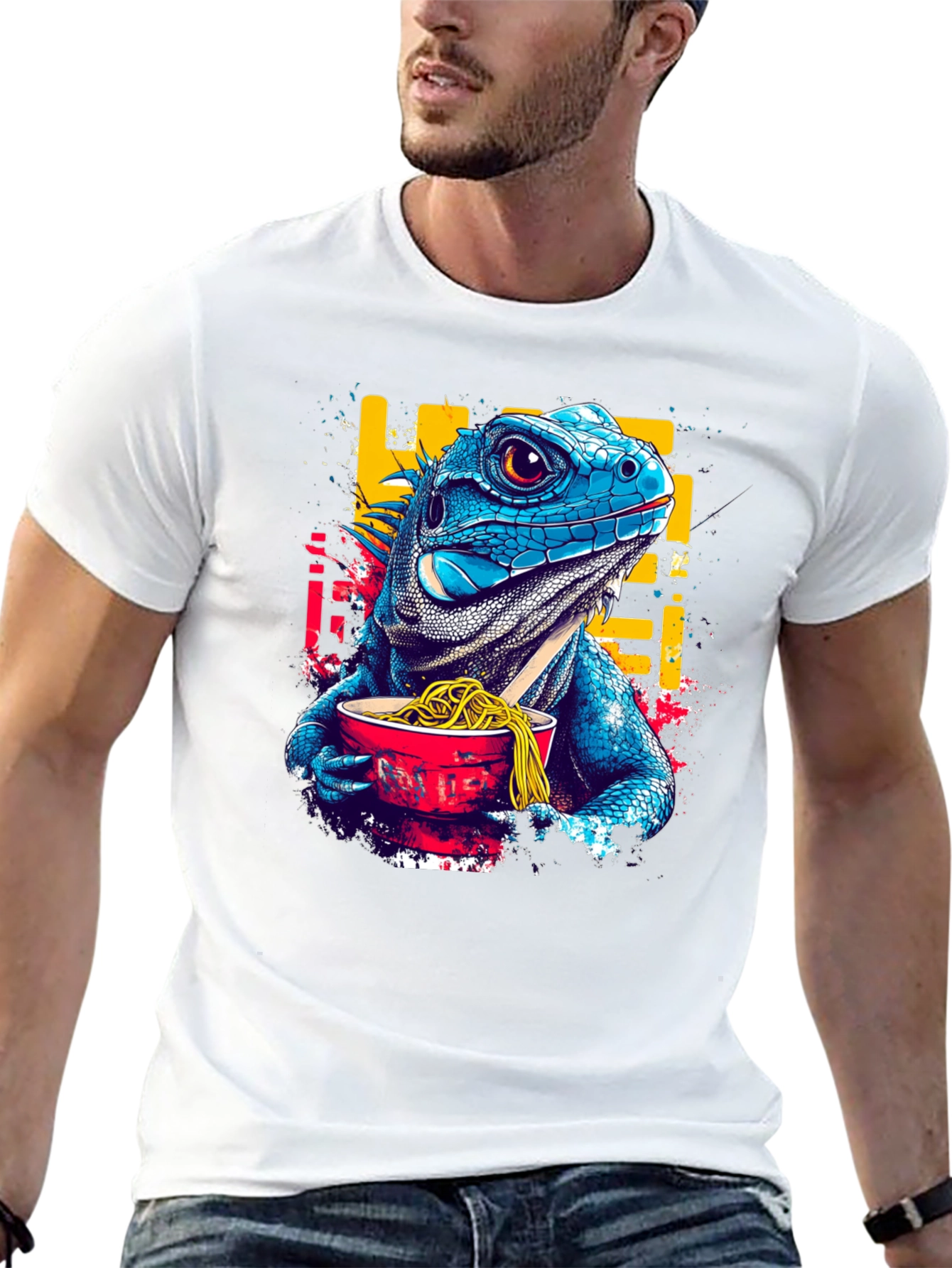 Iguana Ramen Black T-Shirt: Unique Graphic Tee