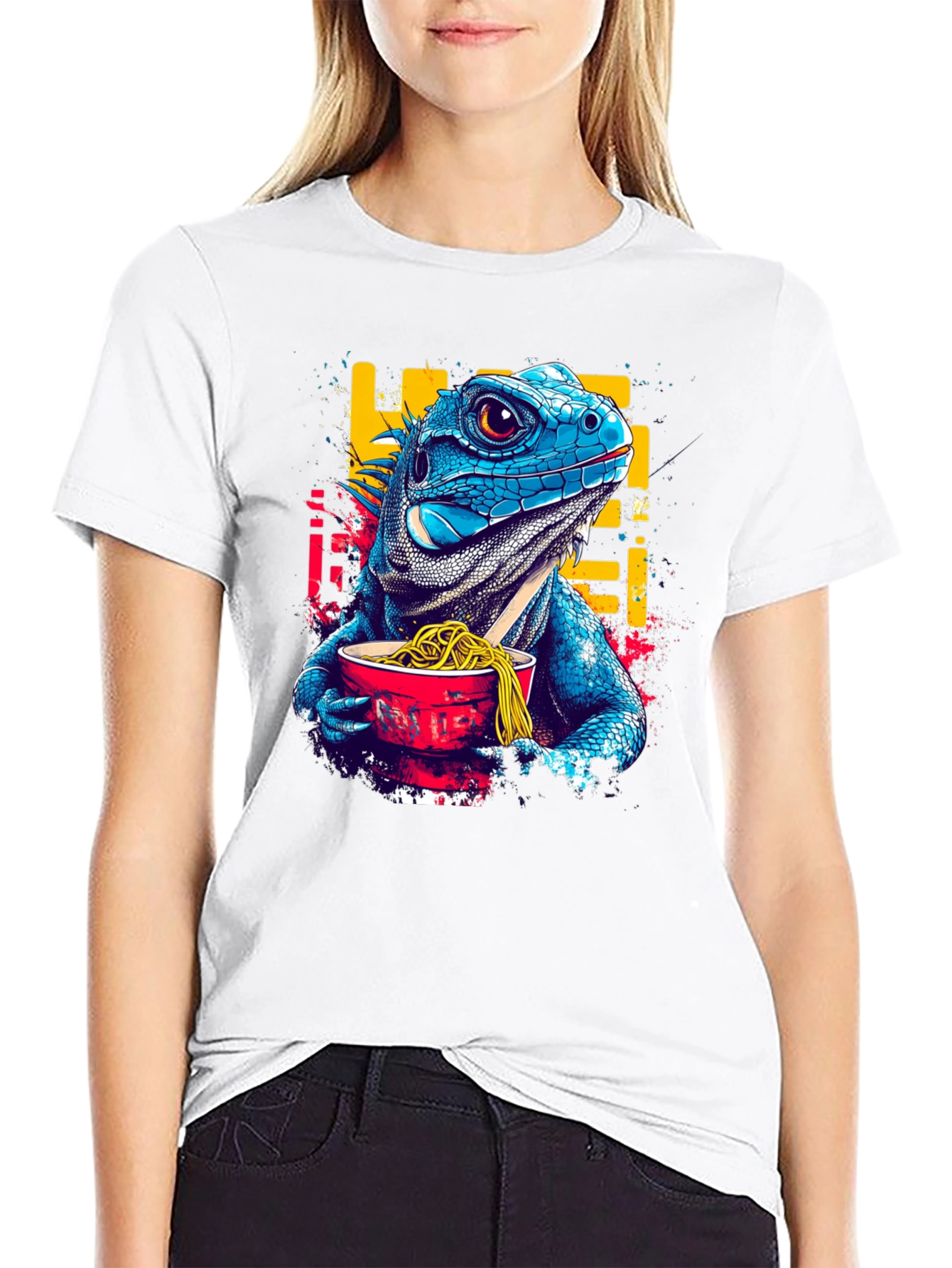 Iguana Ramen Black T-Shirt: Unique Graphic Tee