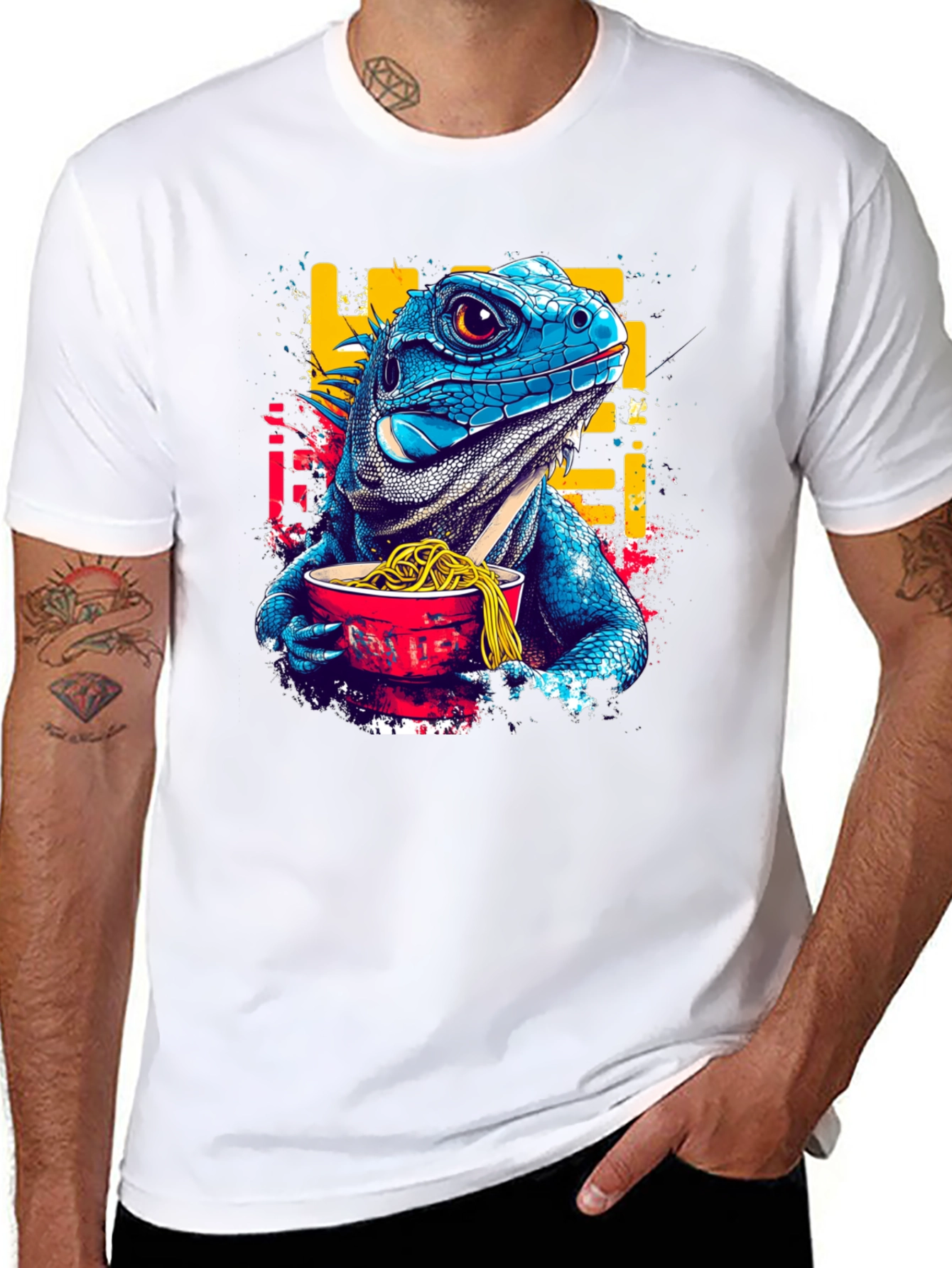 Iguana Ramen Black T-Shirt: Unique Graphic Tee