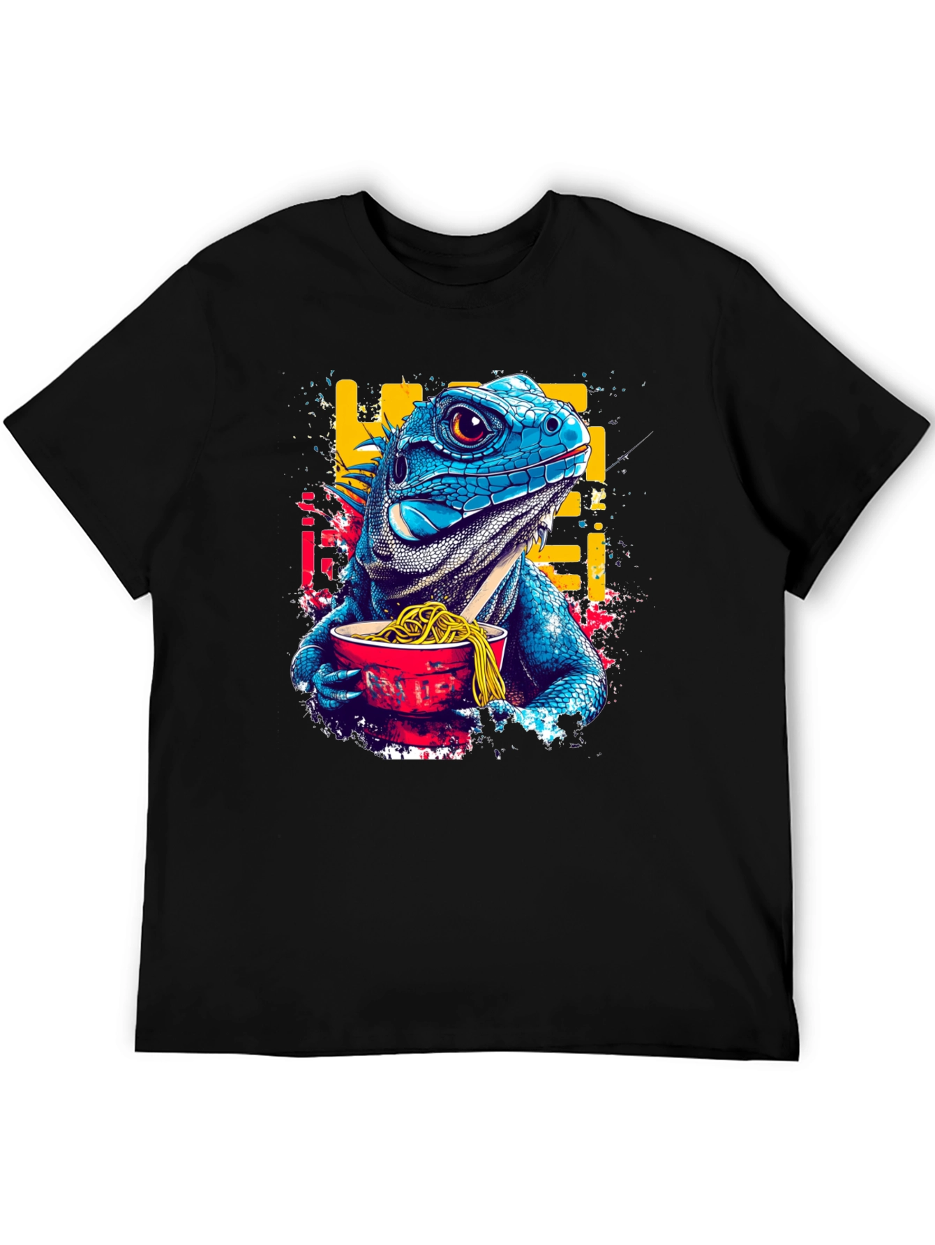 Iguana Ramen Black T-Shirt: Unique Graphic Tee