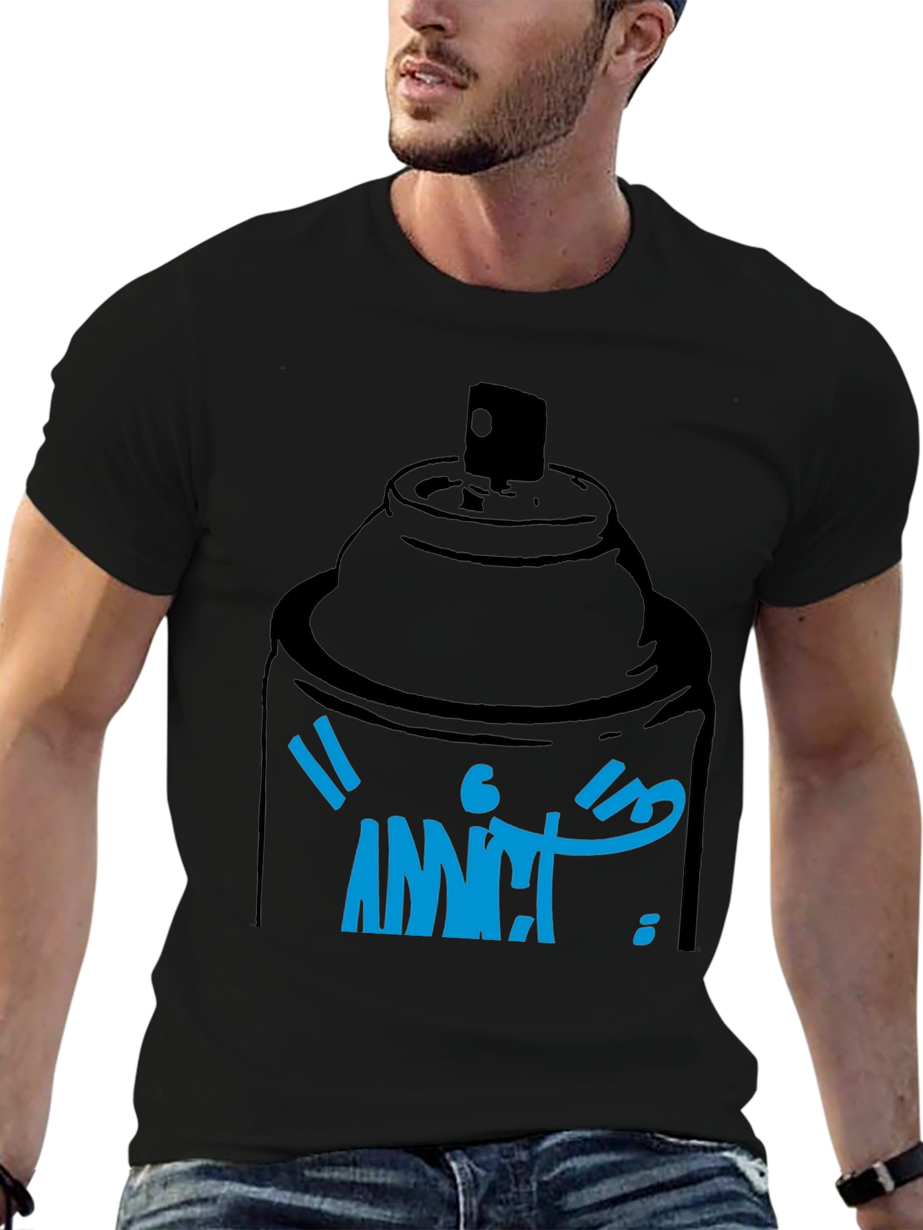 Spray Can Graphic T-Shirt - Addict Blue