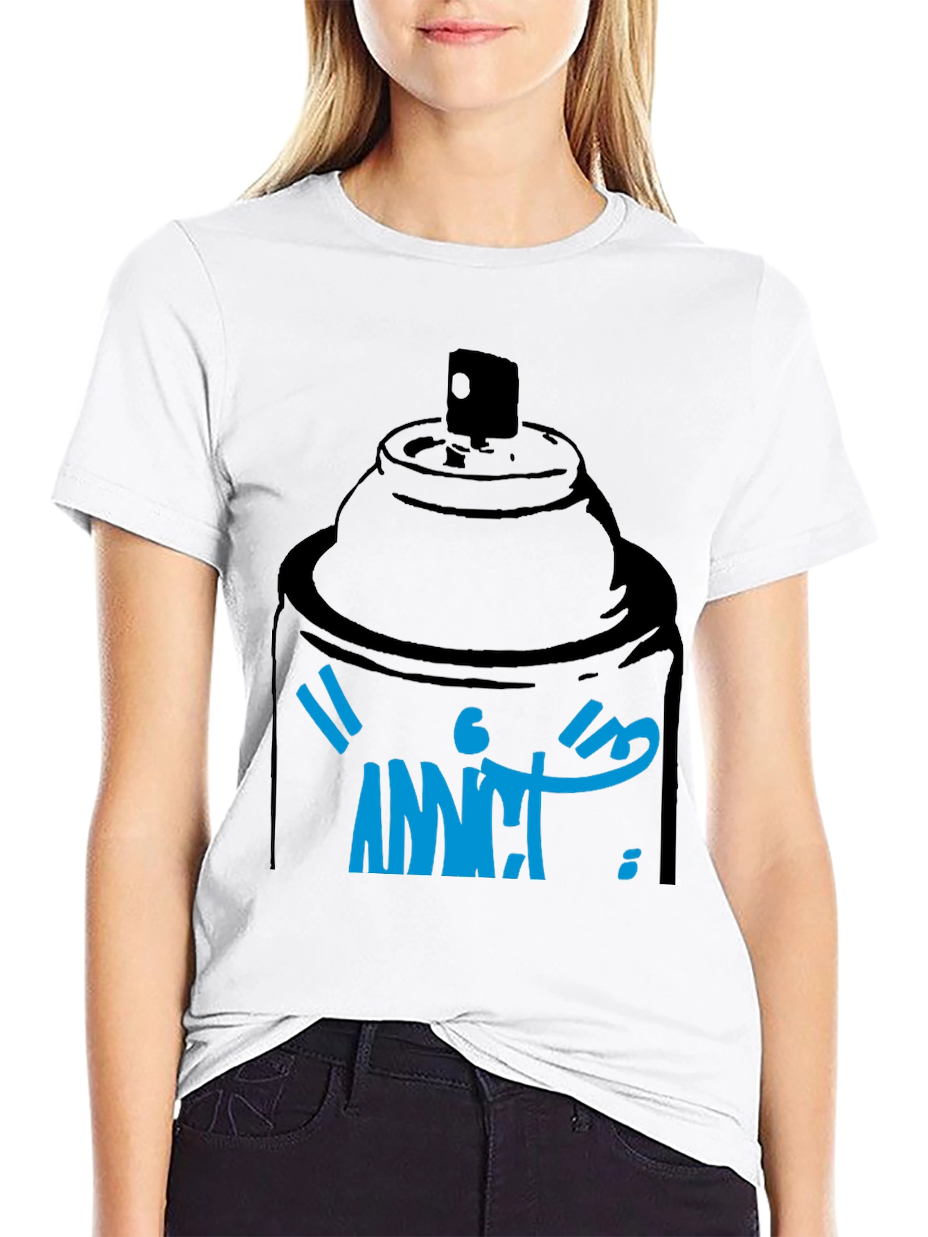 Spray Can Graphic T-Shirt - Addict Blue