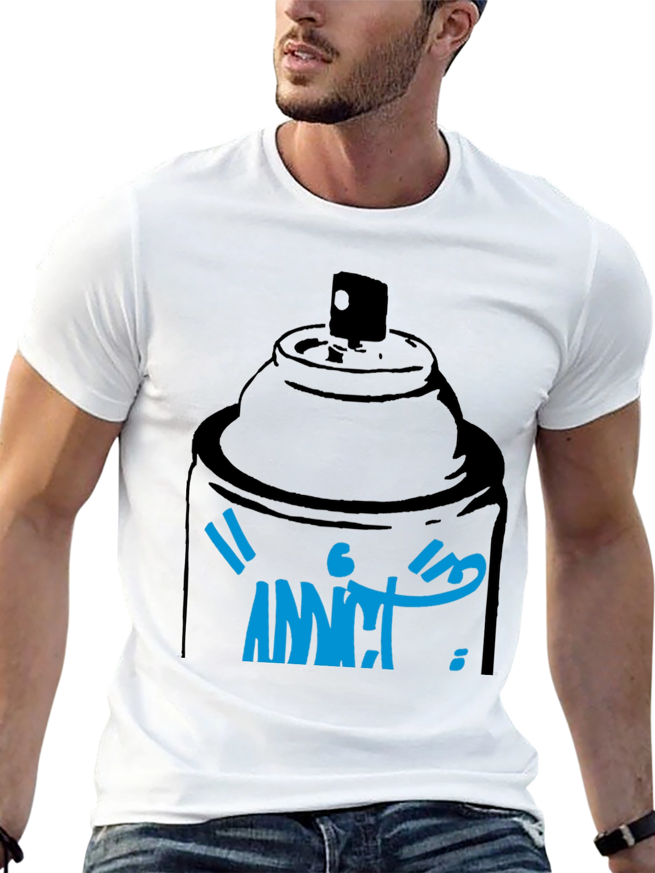 Spray Can Graphic T-Shirt - Addict Blue