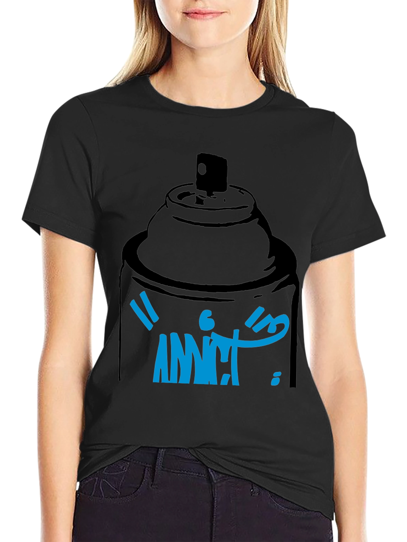 Spray Can Graphic T-Shirt - Addict Blue