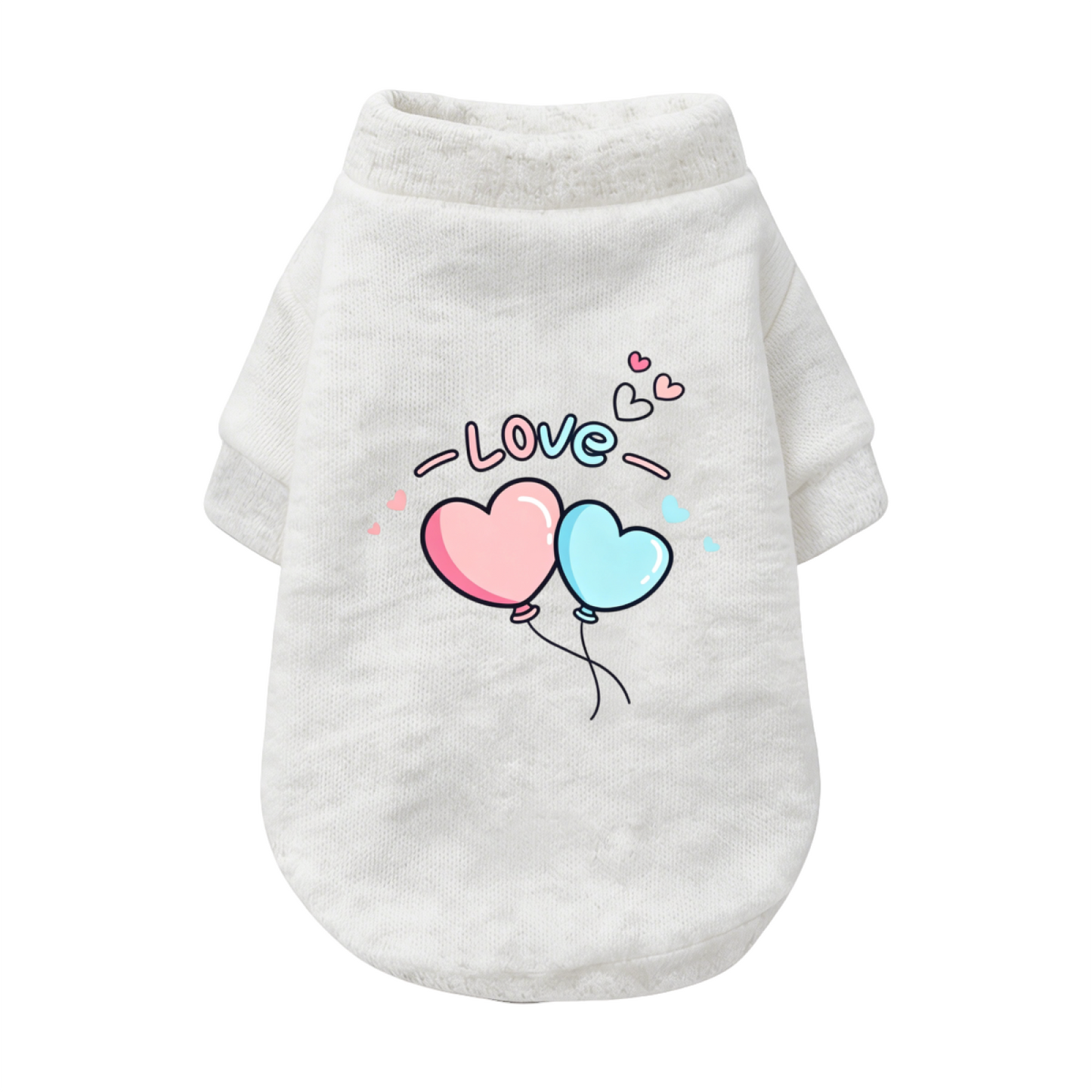 Sweet LOVE Heart Balloon Print Gentle Puppy Sweater