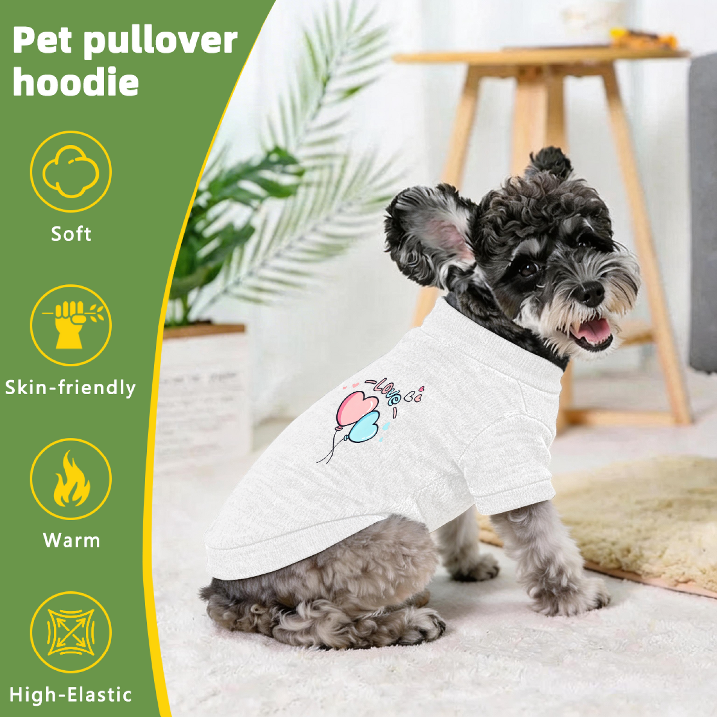 Sweet LOVE Heart Balloon Print Gentle Puppy Sweater