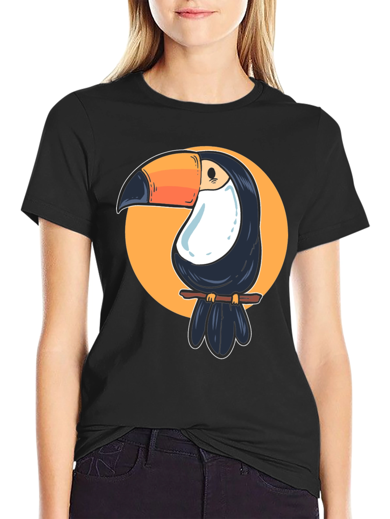 Toucan Graphic Tee - Casual Black T-Shirt