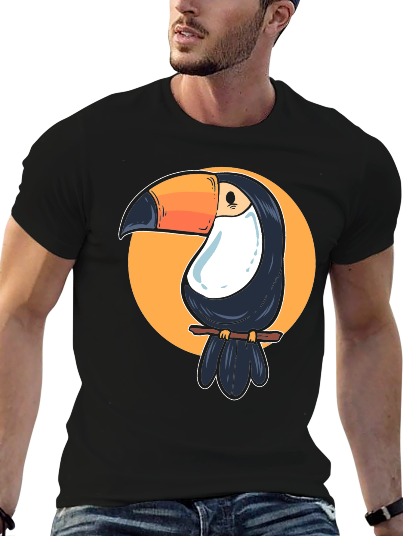 Toucan Graphic Tee - Casual Black T-Shirt