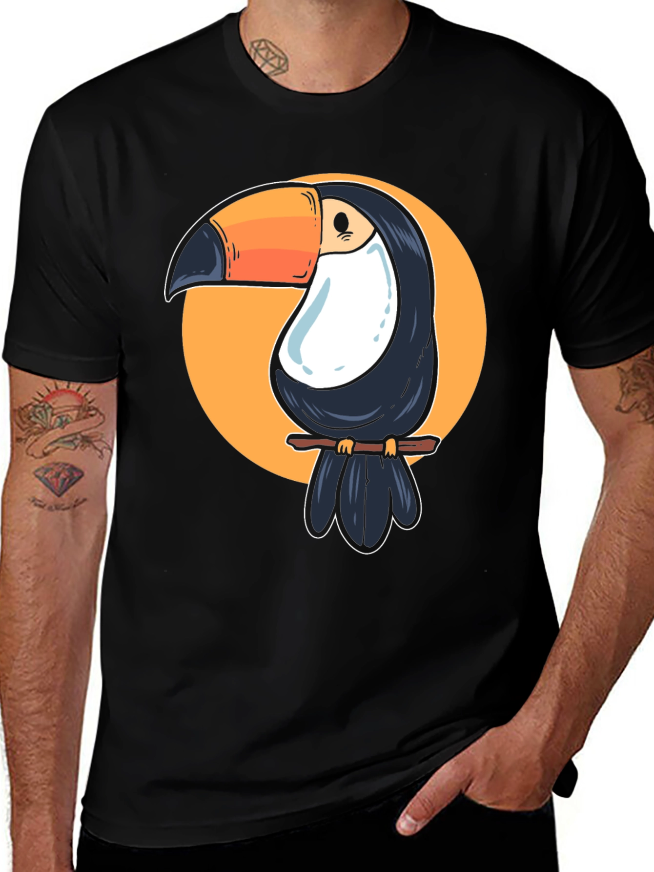 Toucan Graphic Tee - Casual Black T-Shirt