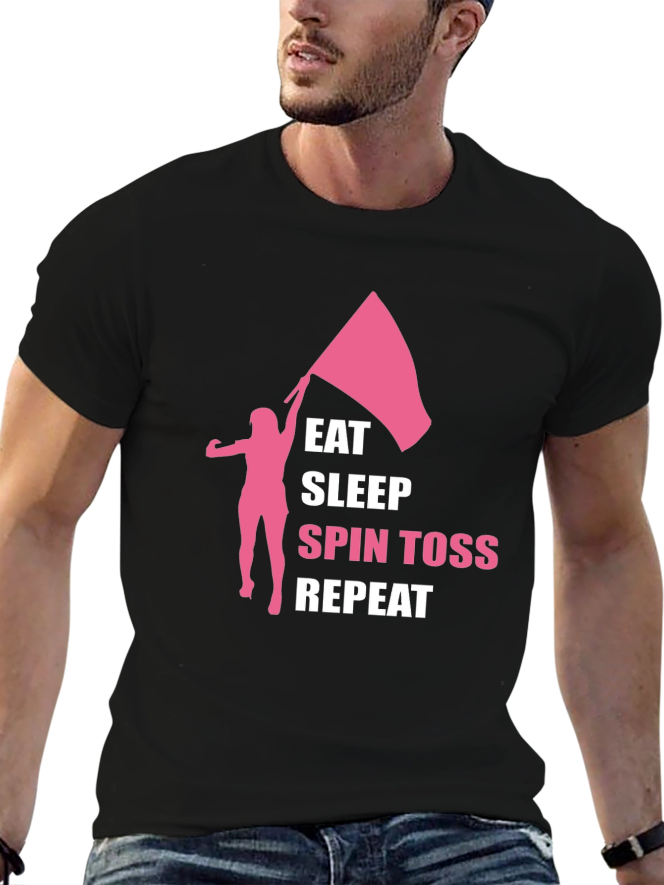 Eat Sleep Spin Toss Repeat Black T-Shirt