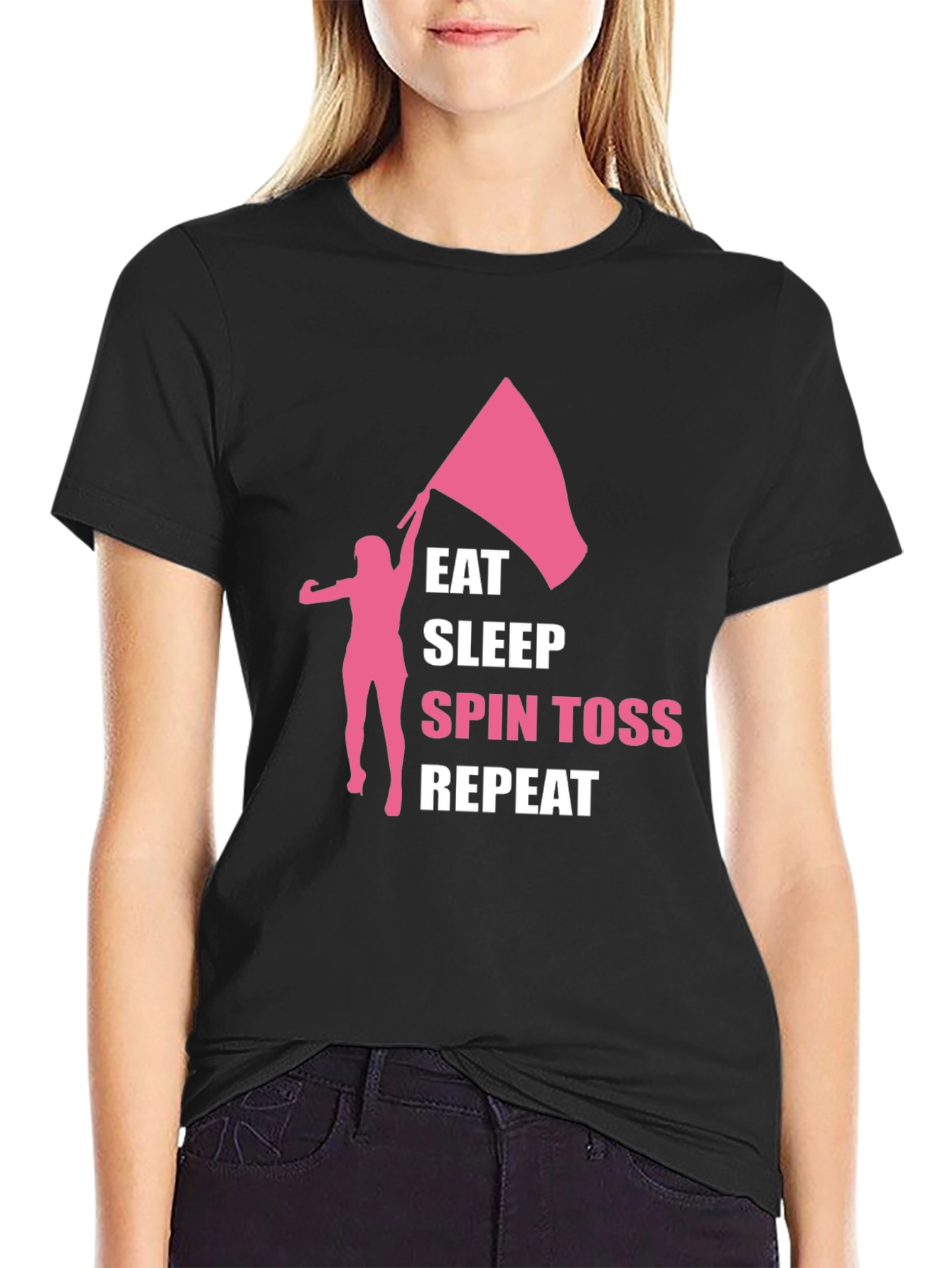 Eat Sleep Spin Toss Repeat Black T-Shirt