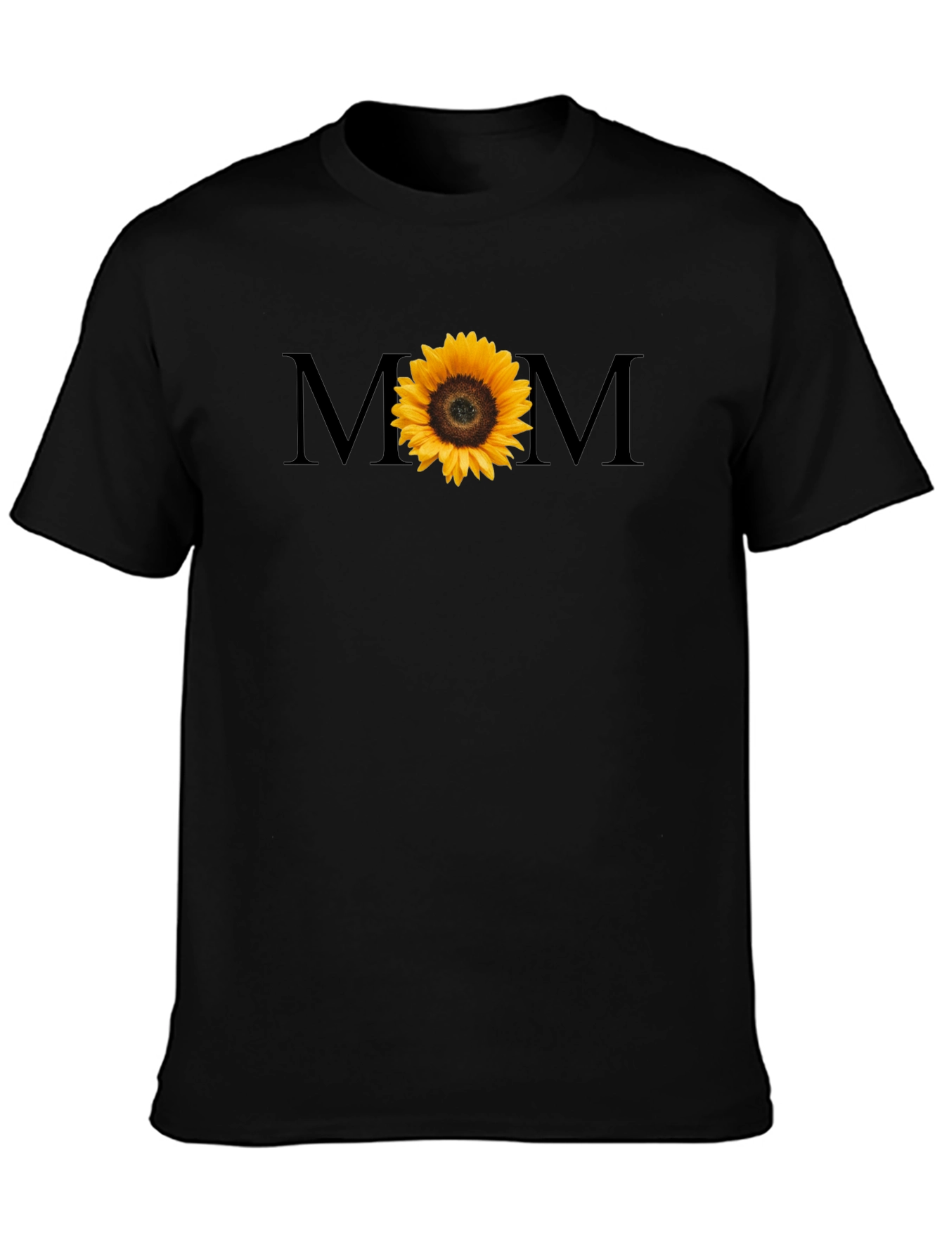 Sunflower MOM Graphic Tee - Black Cotton T-Shirt