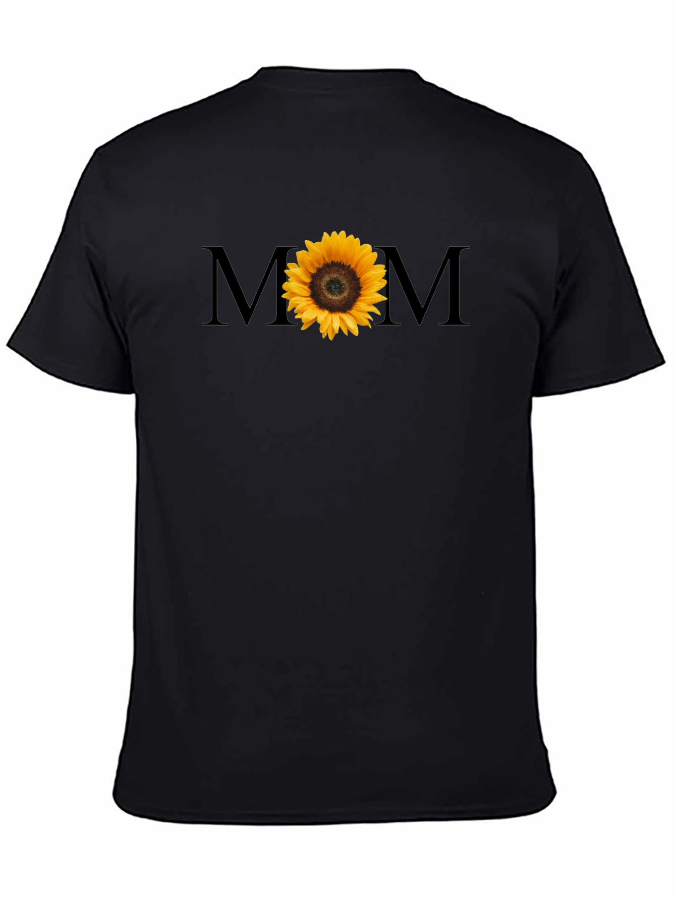 Sunflower MOM Graphic Tee - Black Cotton T-Shirt