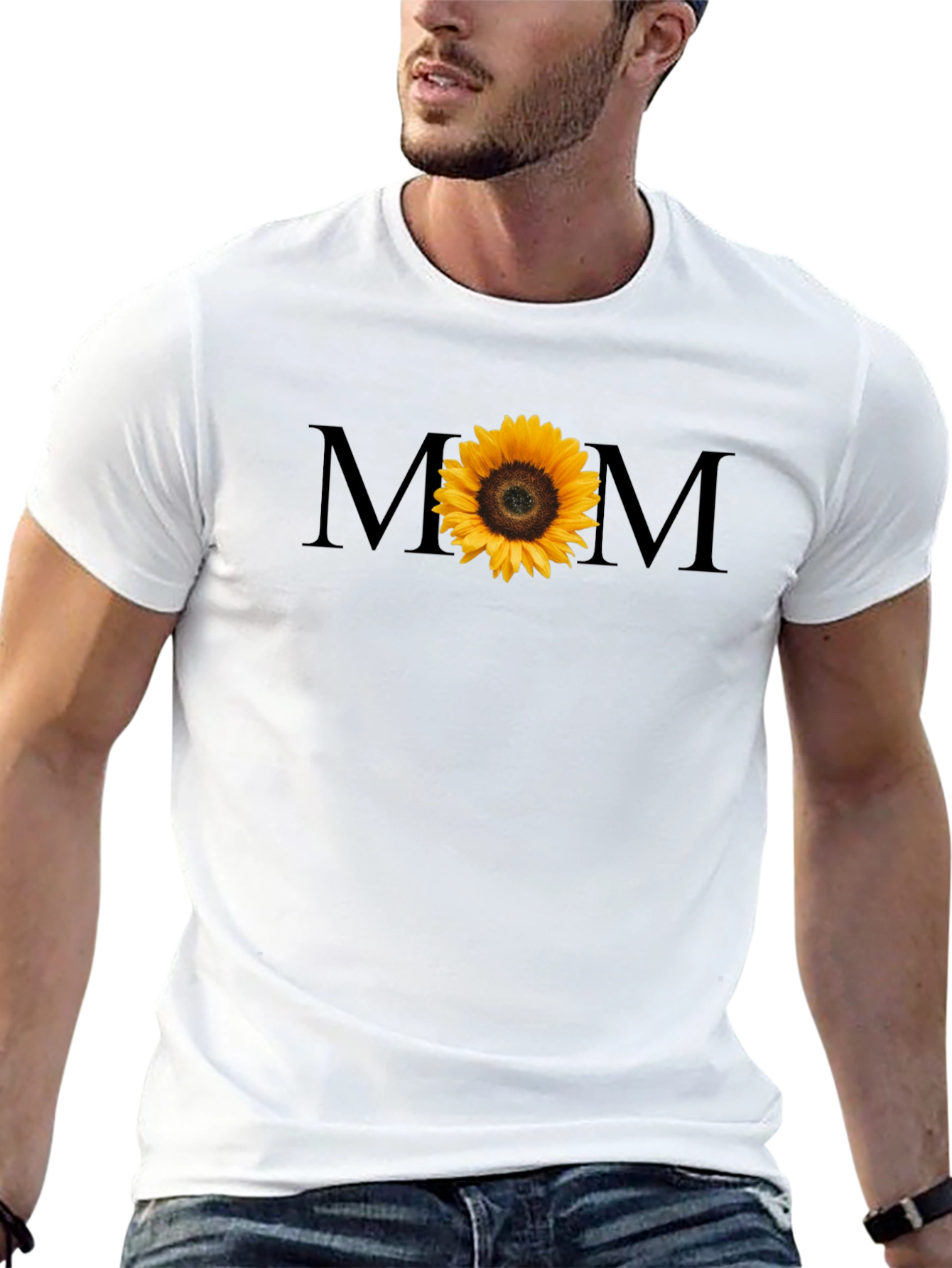Sunflower MOM Graphic Tee - Black Cotton T-Shirt