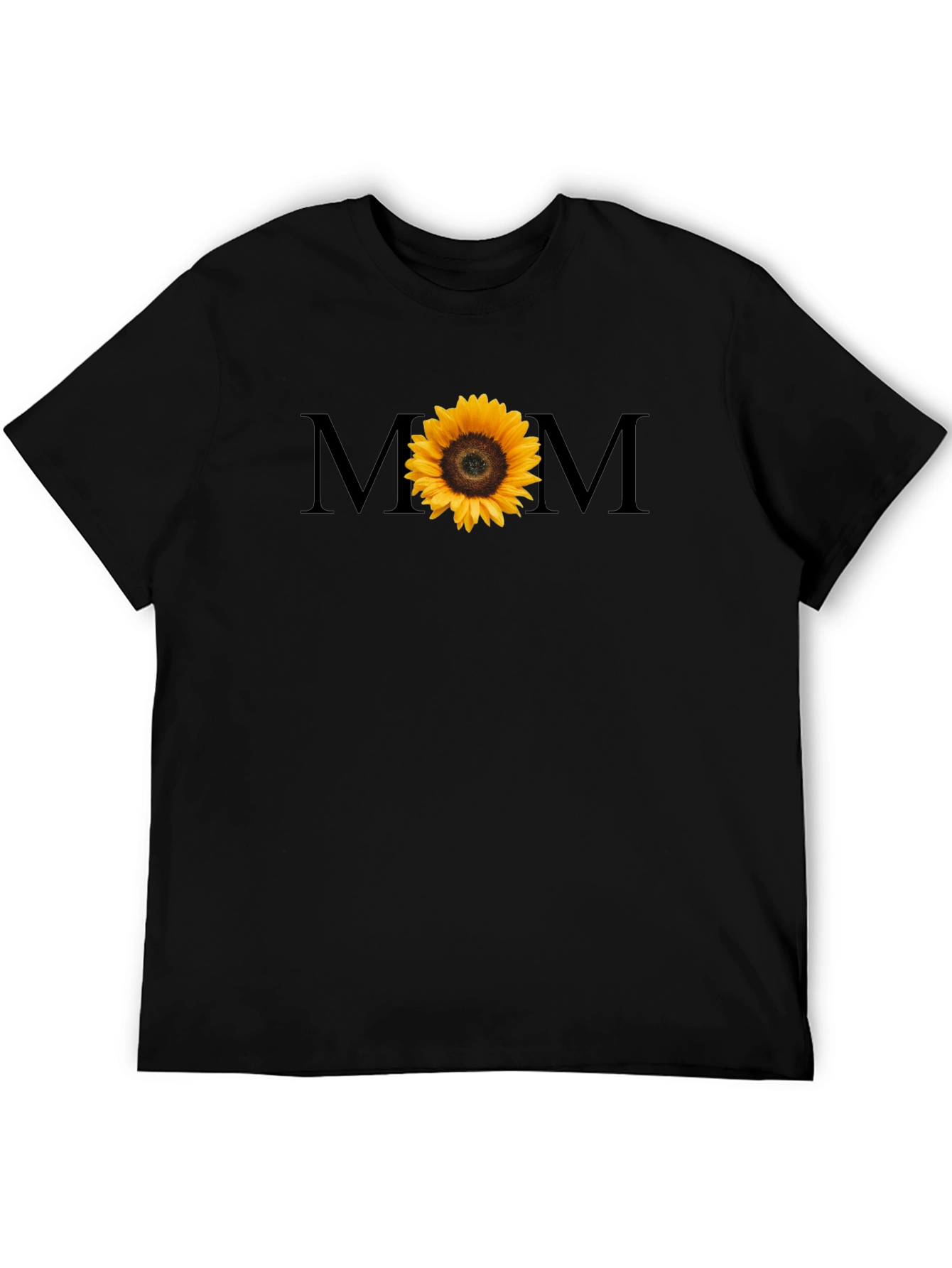 Sunflower MOM Graphic Tee - Black Cotton T-Shirt
