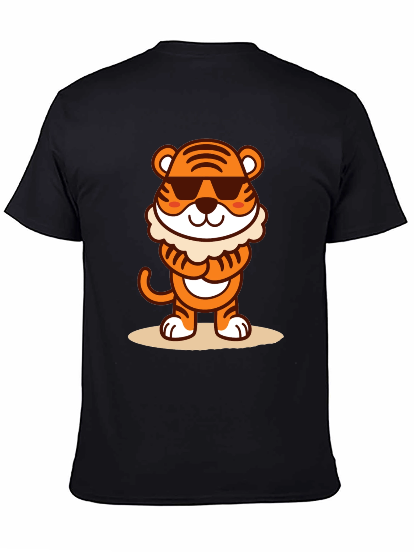 Cool Cartoon Tiger Graphic Tee - Black