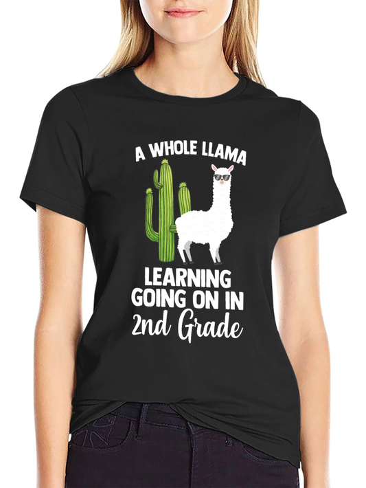 A Whole Llama Learning 2nd Grade T-Shirt