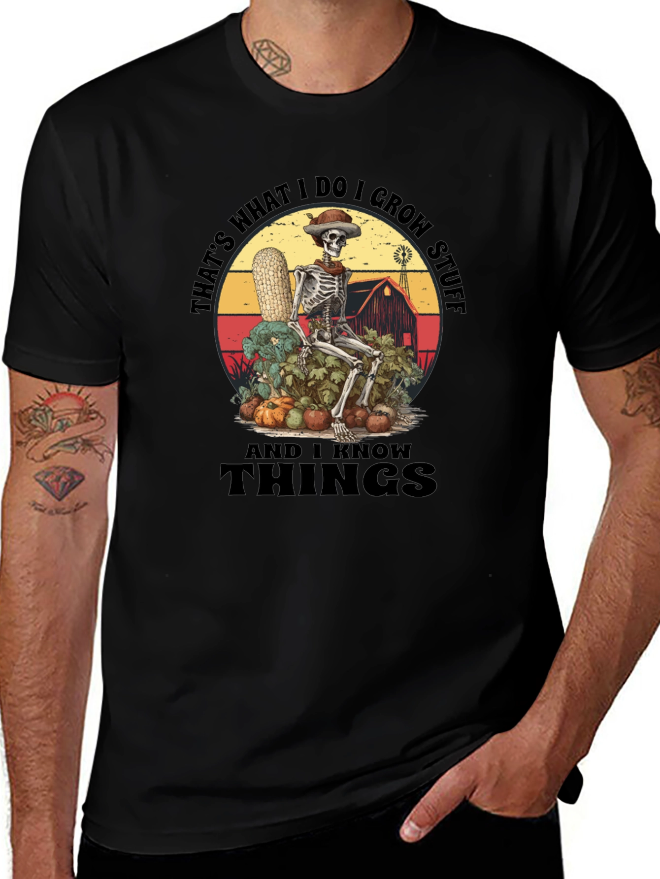 Skeleton Gardener Graphic T-Shirt