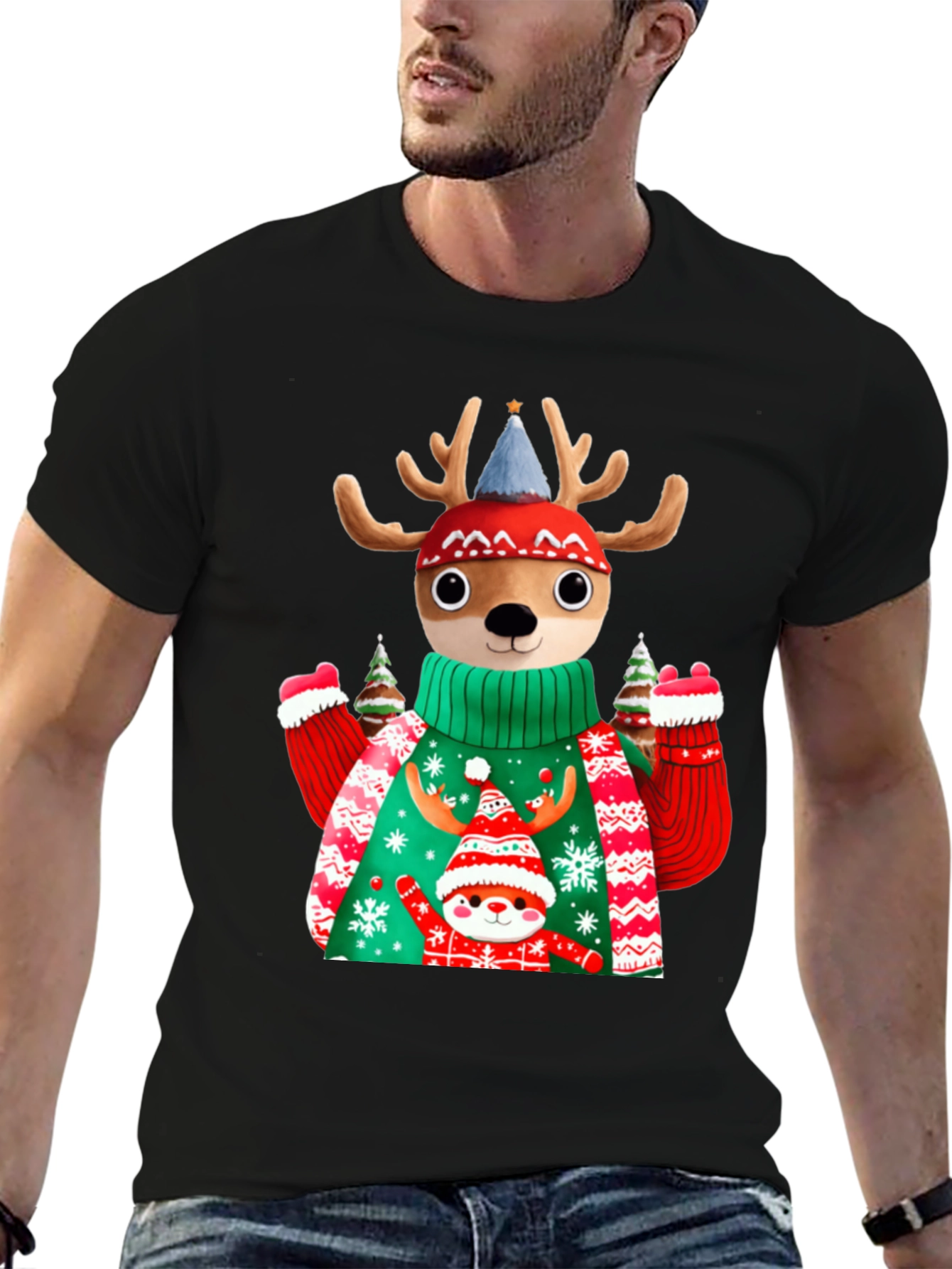 Festive Deer Christmas T-Shirt