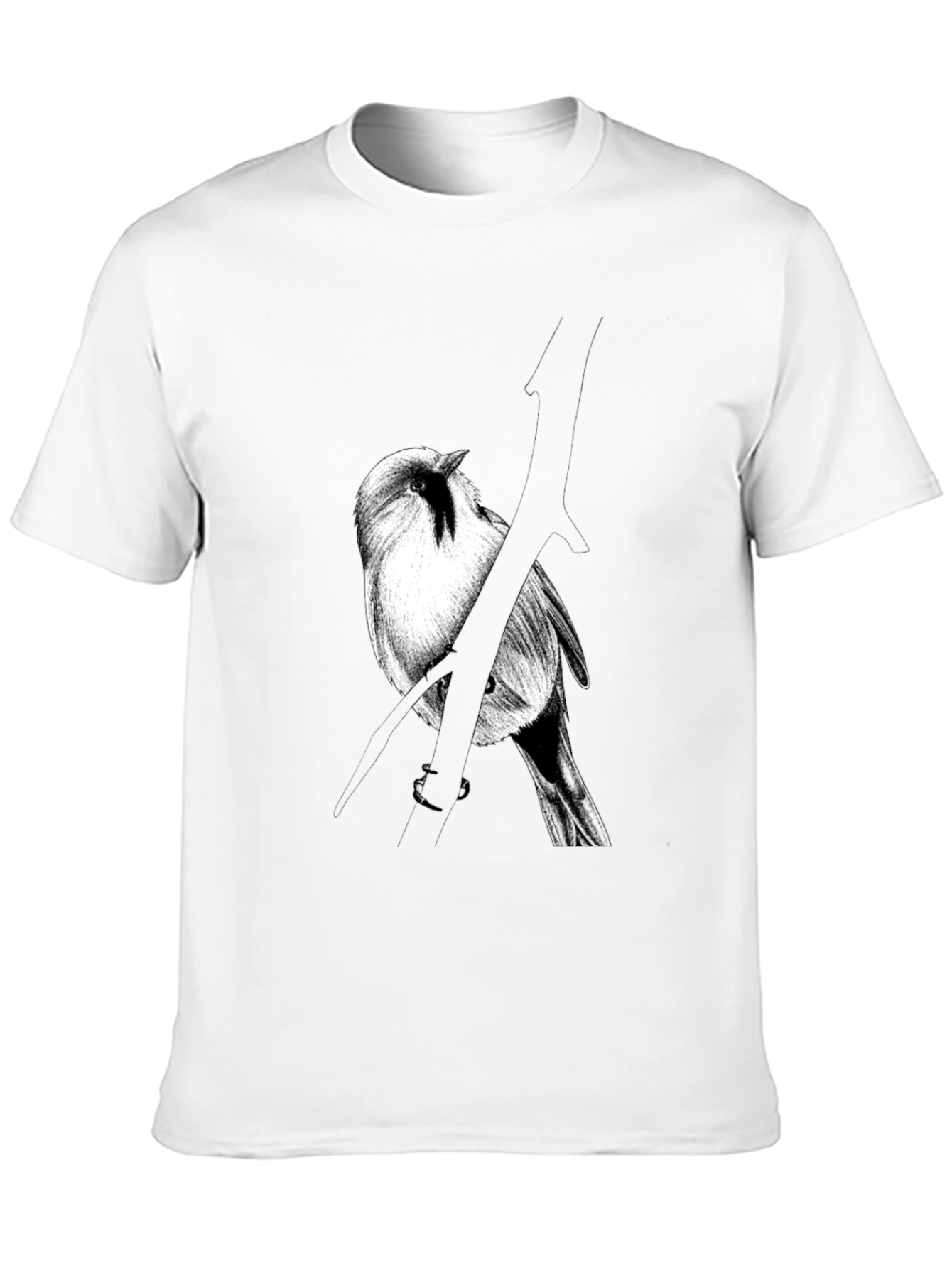Bird on Branch Graphic Tee - Black Cotton