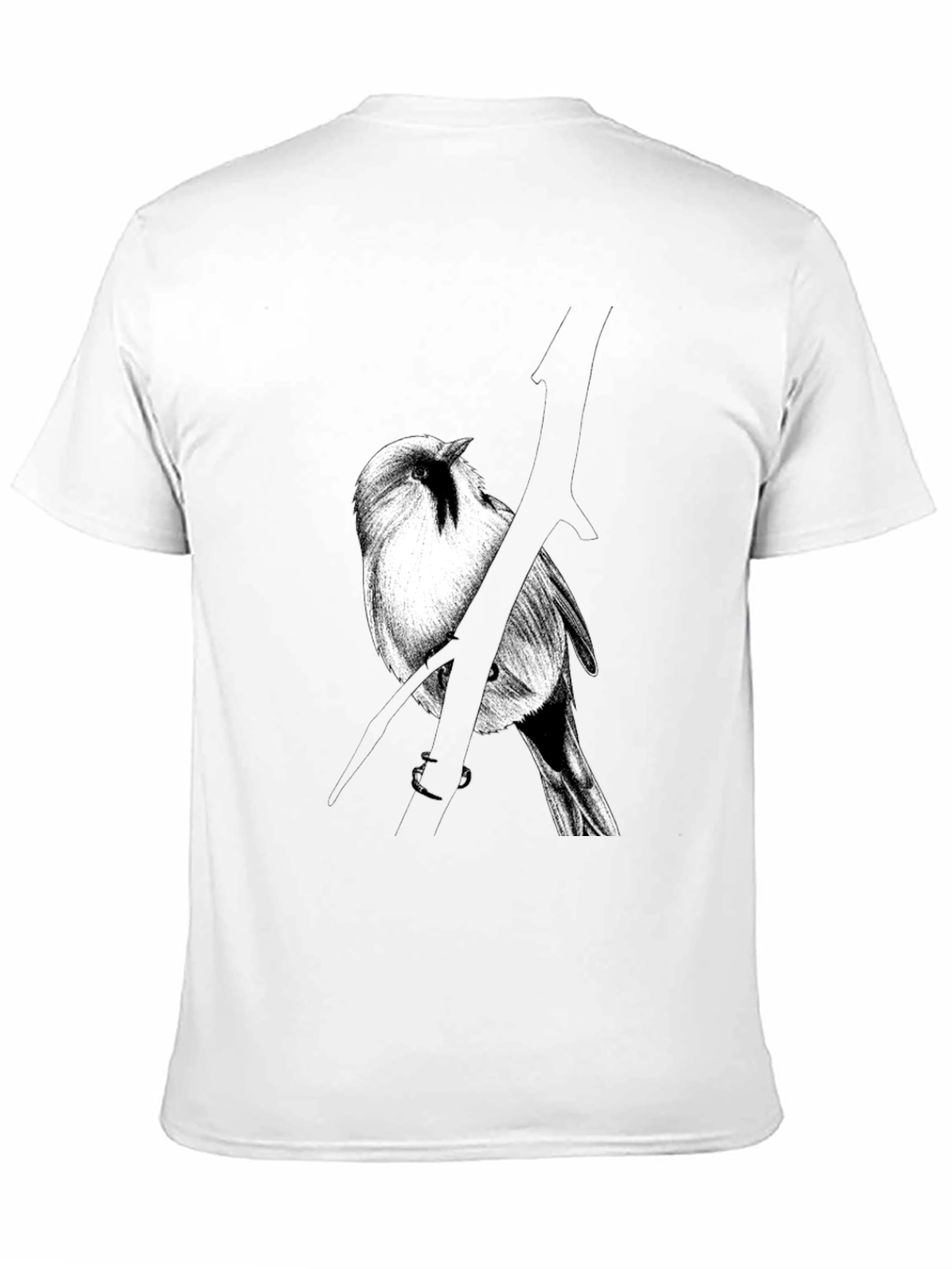 Bird on Branch Graphic Tee - Black Cotton