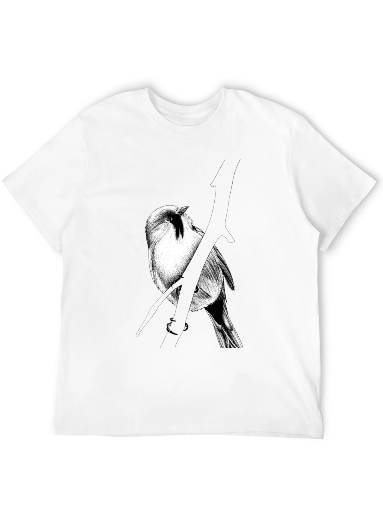 Bird on Branch Graphic Tee - Black Cotton