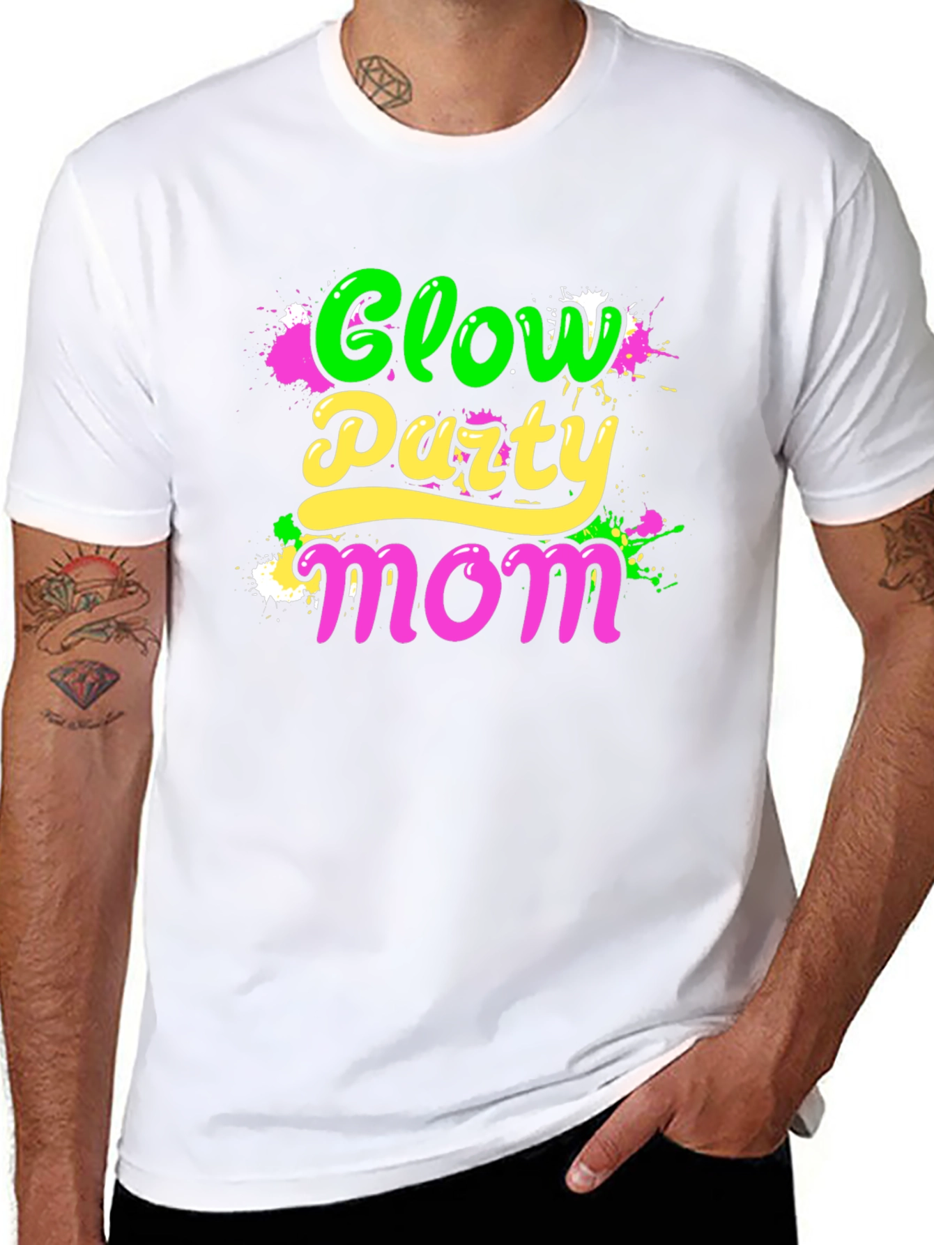 Glow Party Mom Black T-Shirt