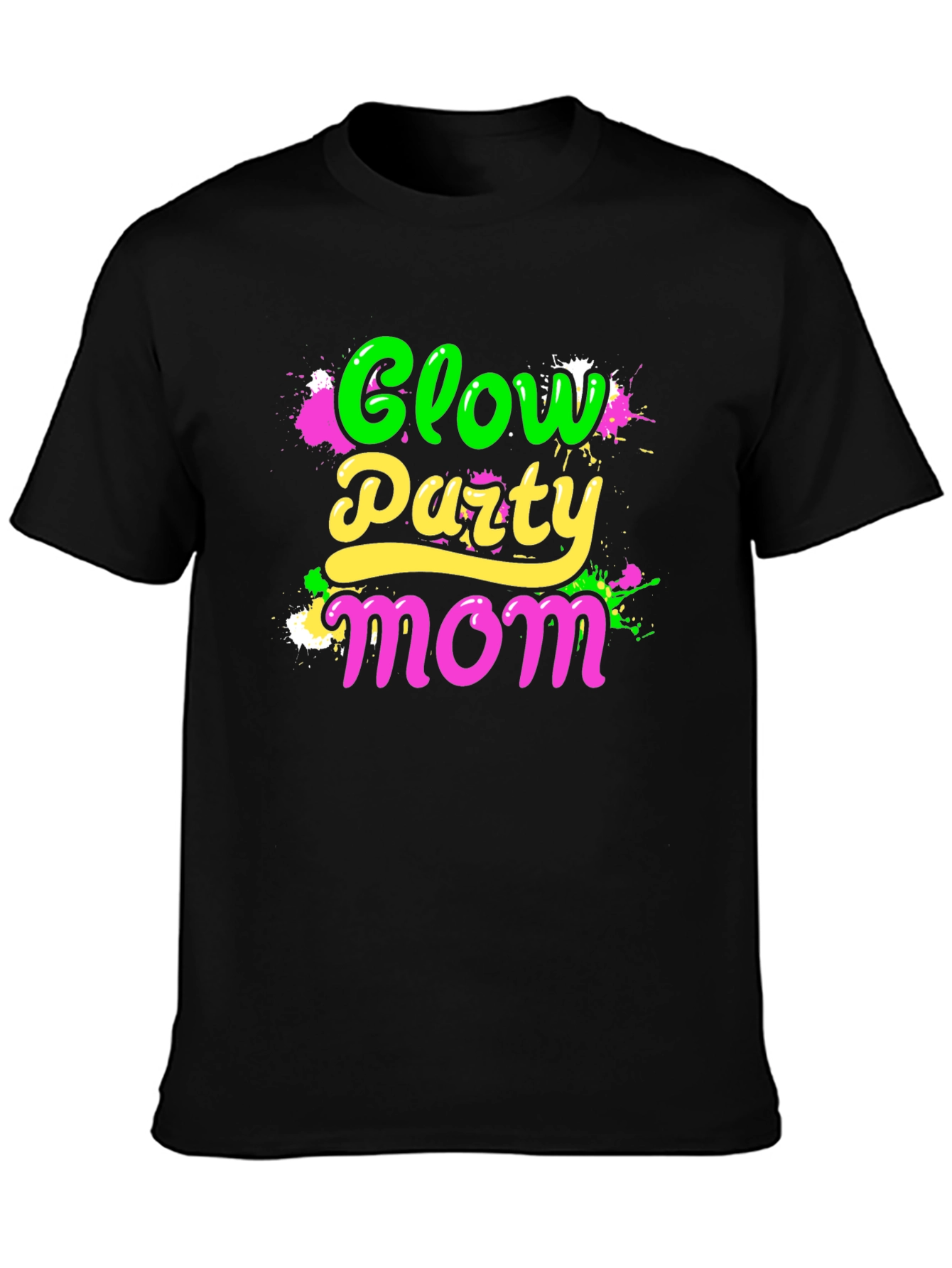 Glow Party Mom Black T-Shirt