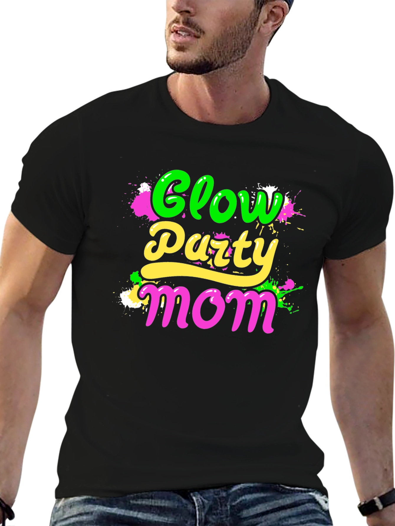 Glow Party Mom Black T-Shirt